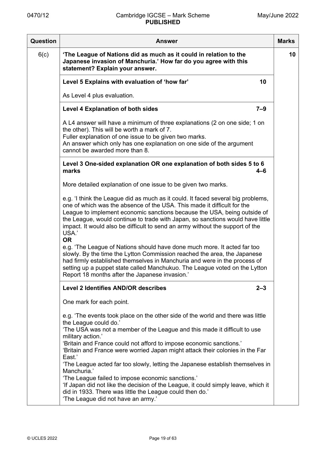 Mark scheme, page 19 of 63