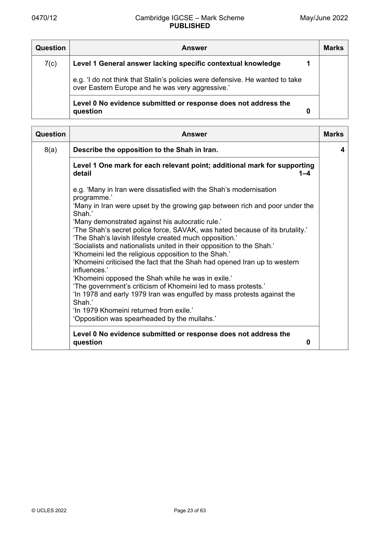 Mark scheme, page 23 of 63
