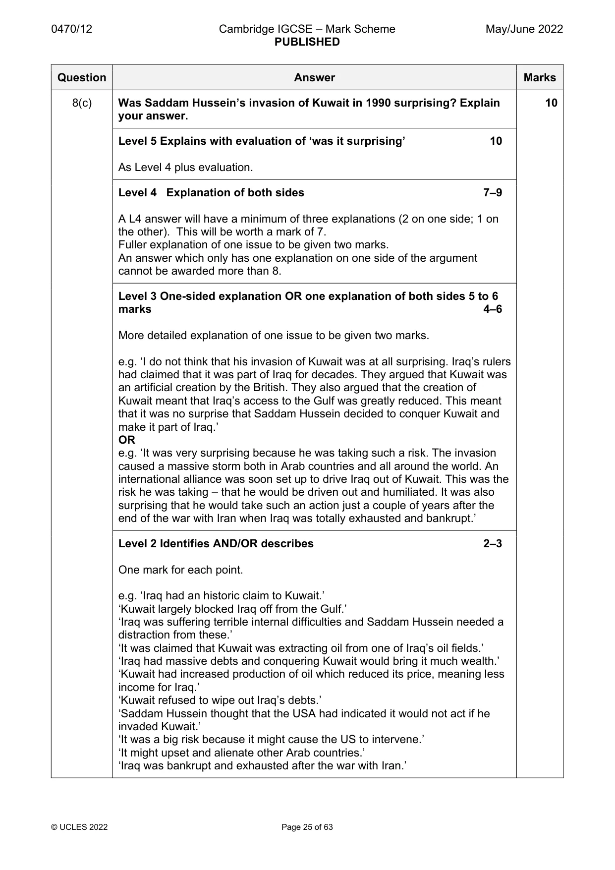 Mark scheme, page 25 of 63