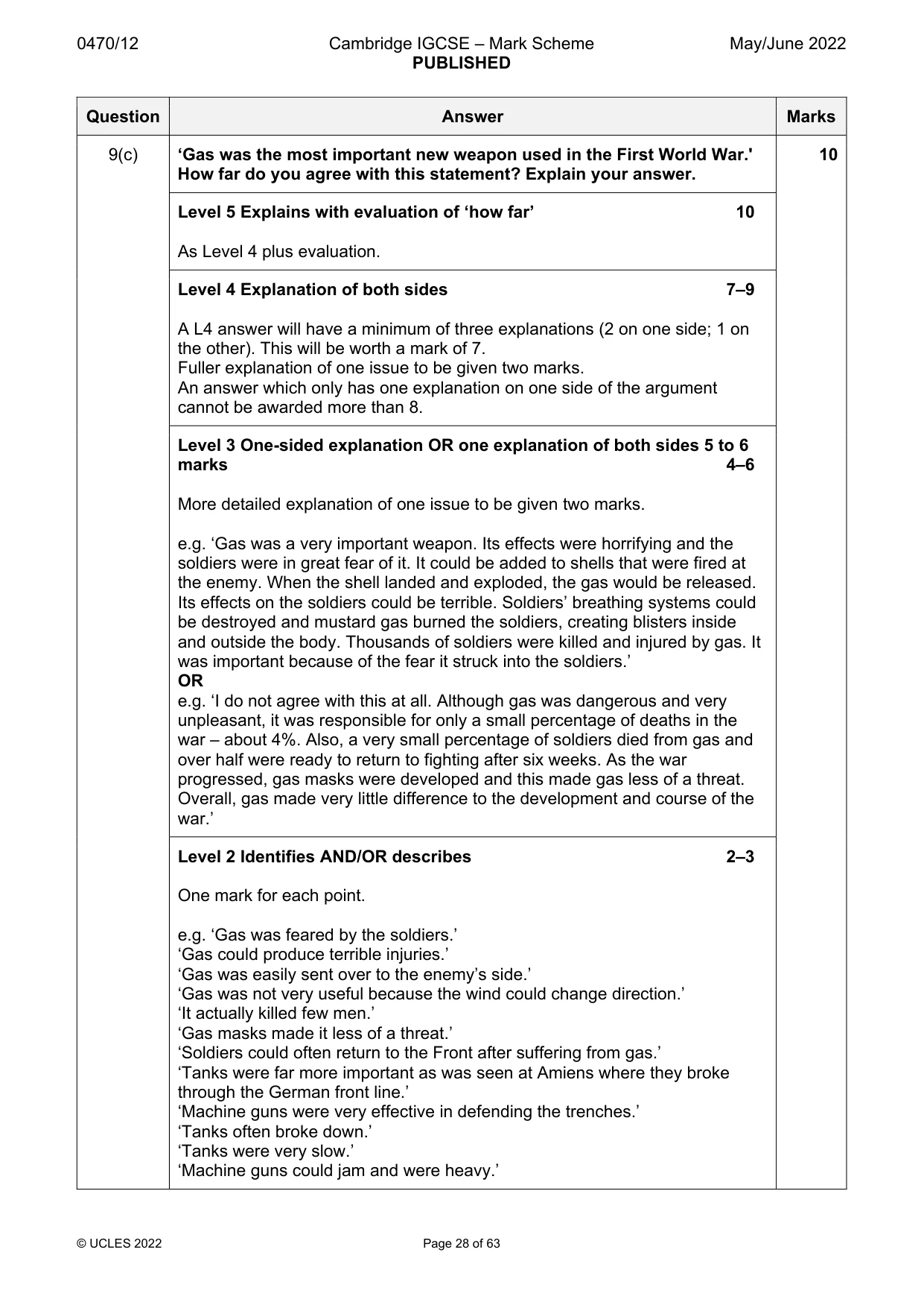Mark scheme, page 28 of 63