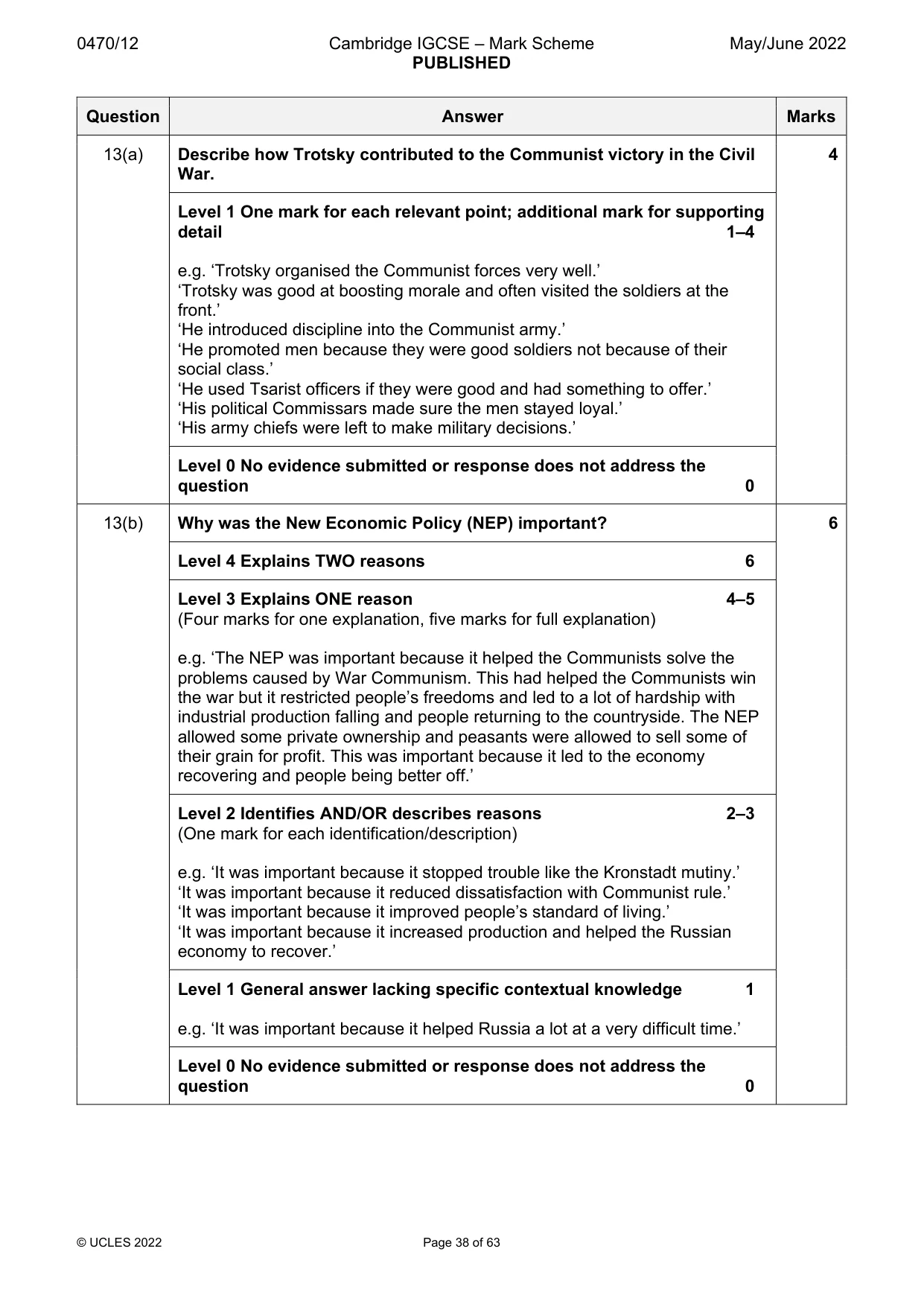 Mark scheme, page 38 of 63
