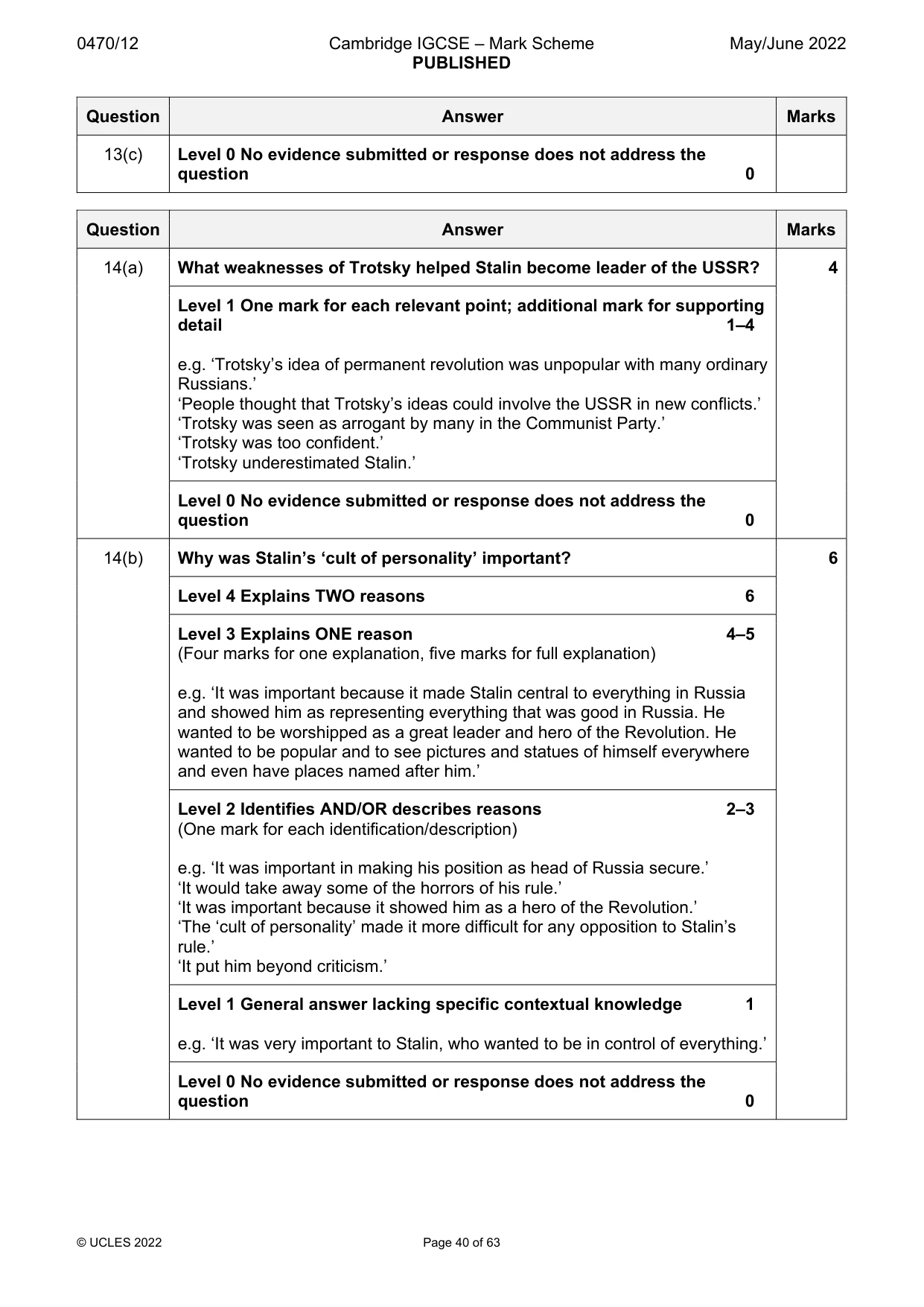 Mark scheme, page 40 of 63