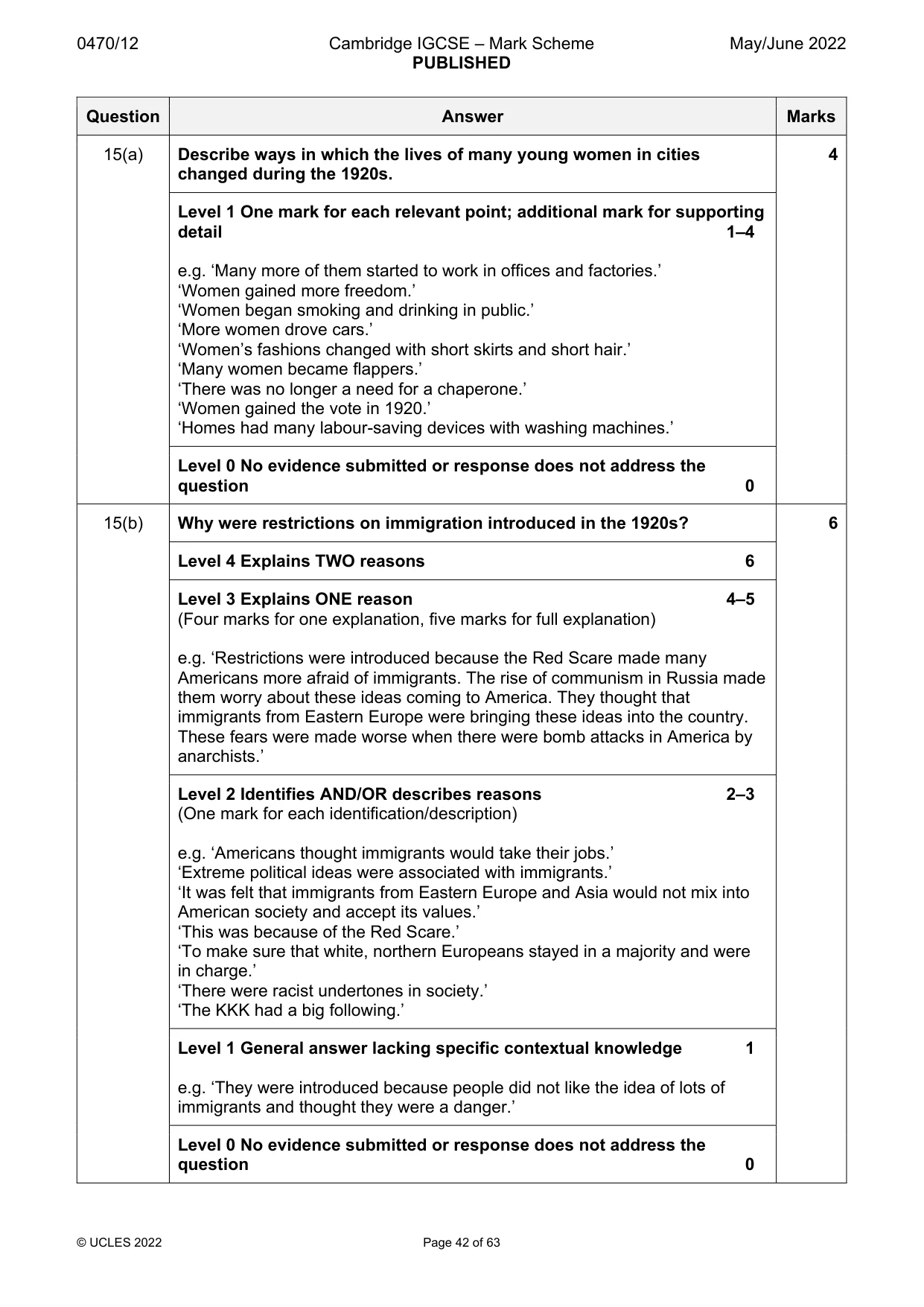 Mark scheme, page 42 of 63