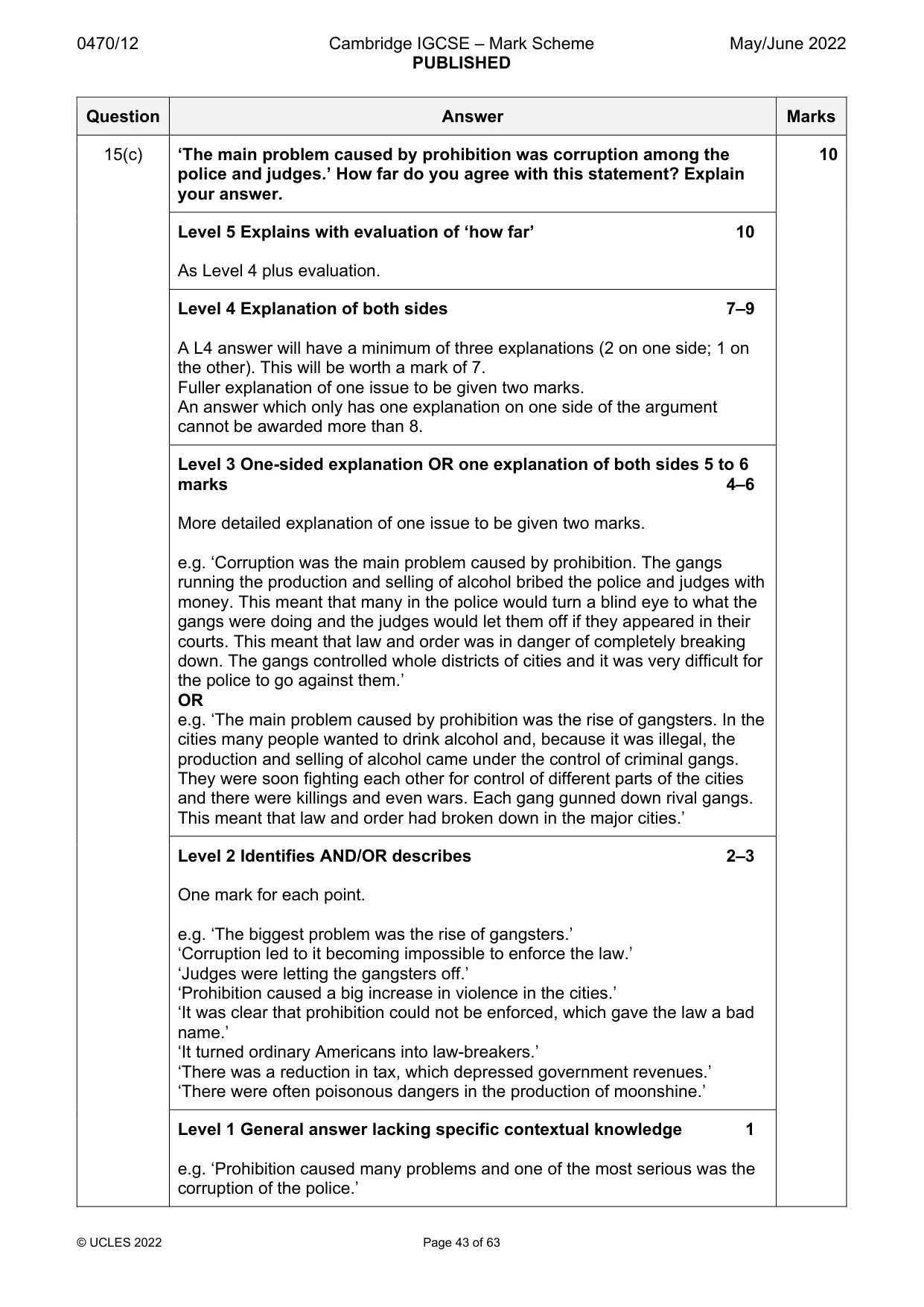 Mark scheme, page 43 of 63