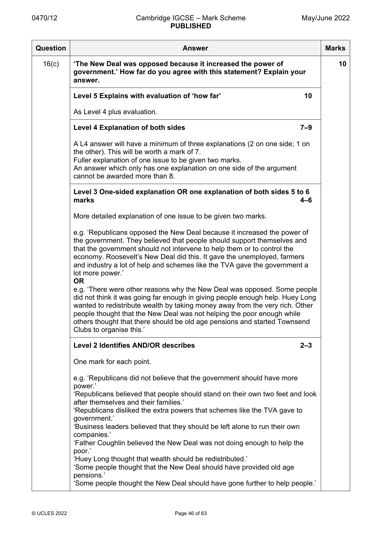 Mark scheme, page 46 of 63