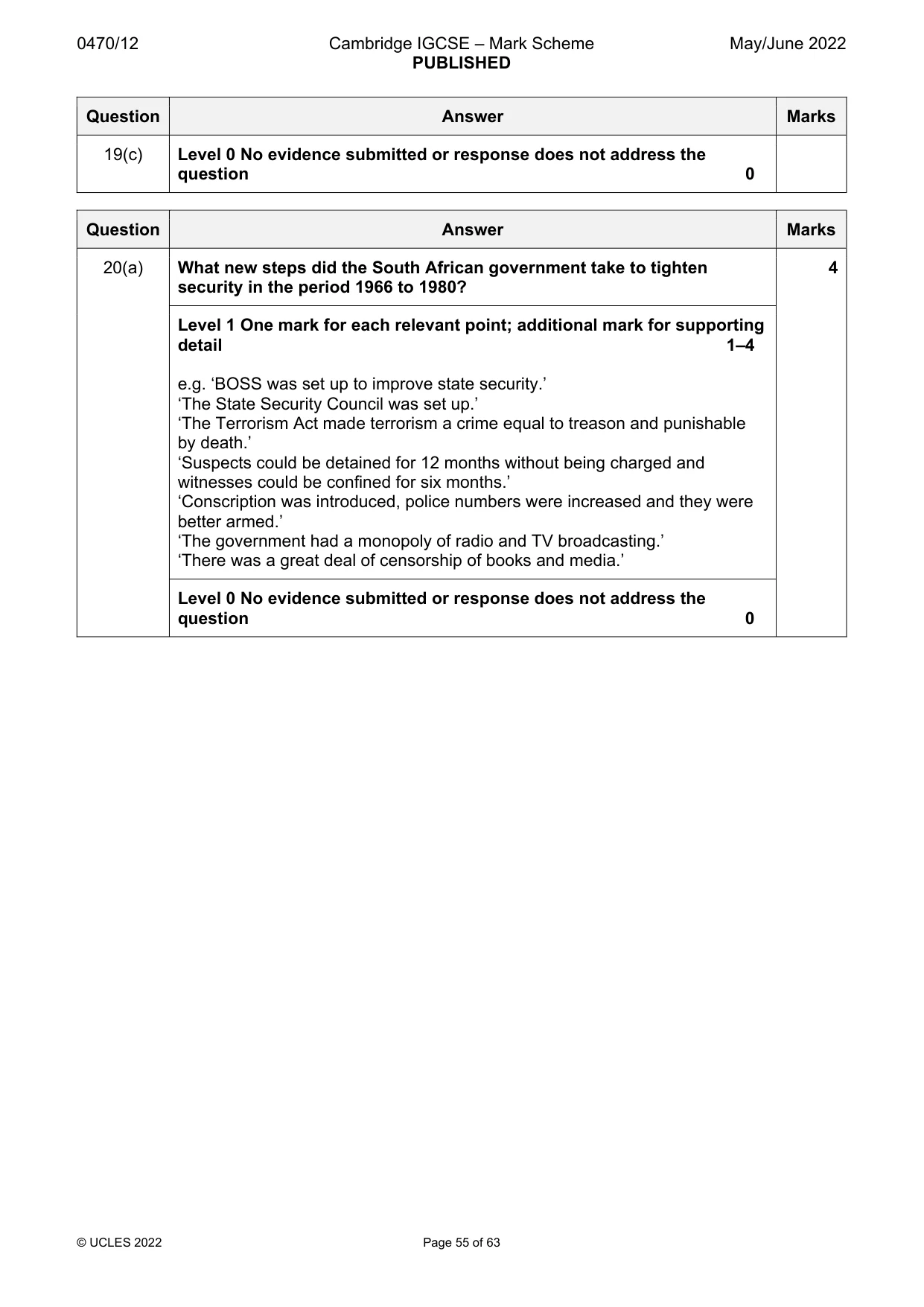 Mark scheme, page 55 of 63
