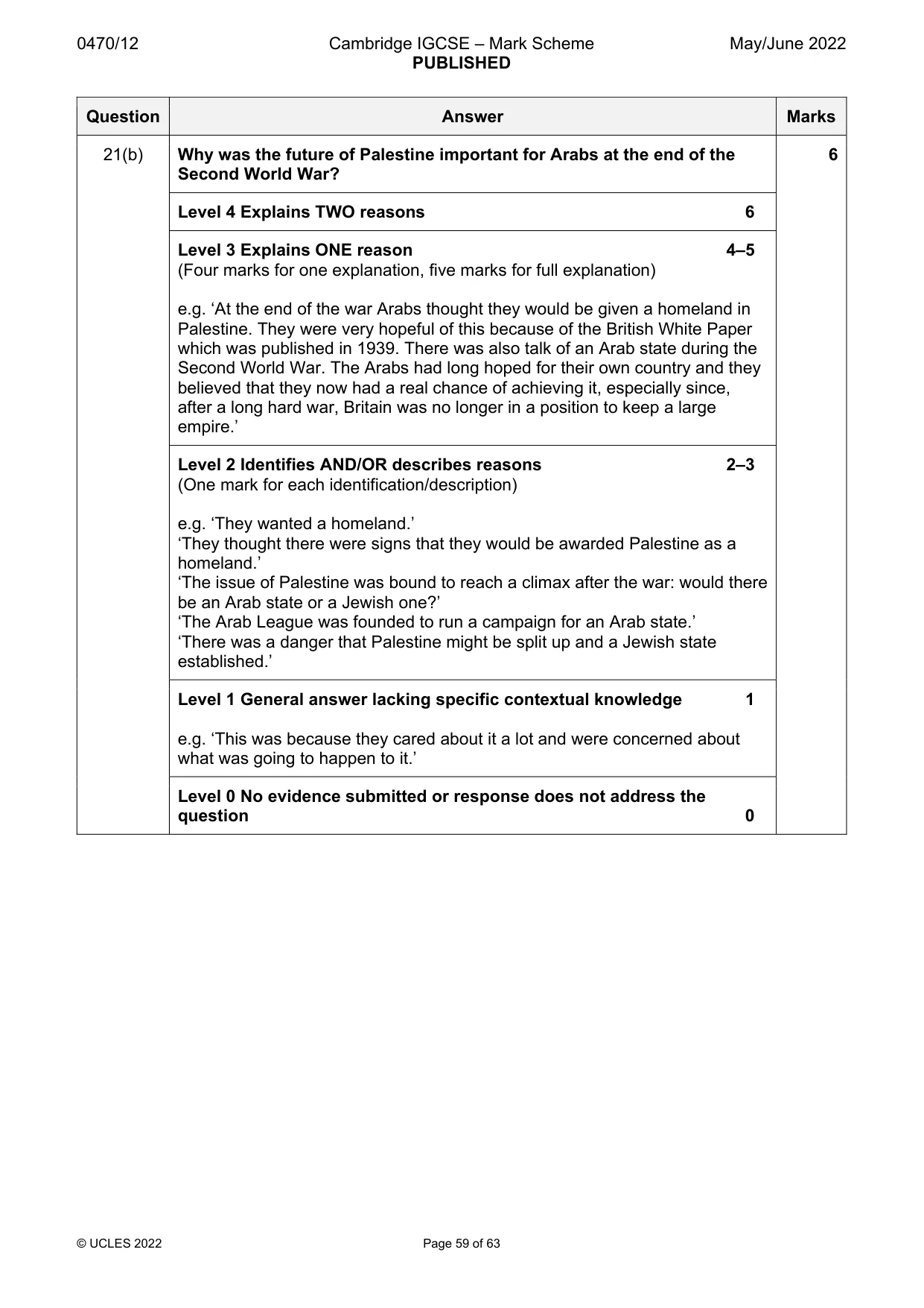 Mark scheme, page 59 of 63