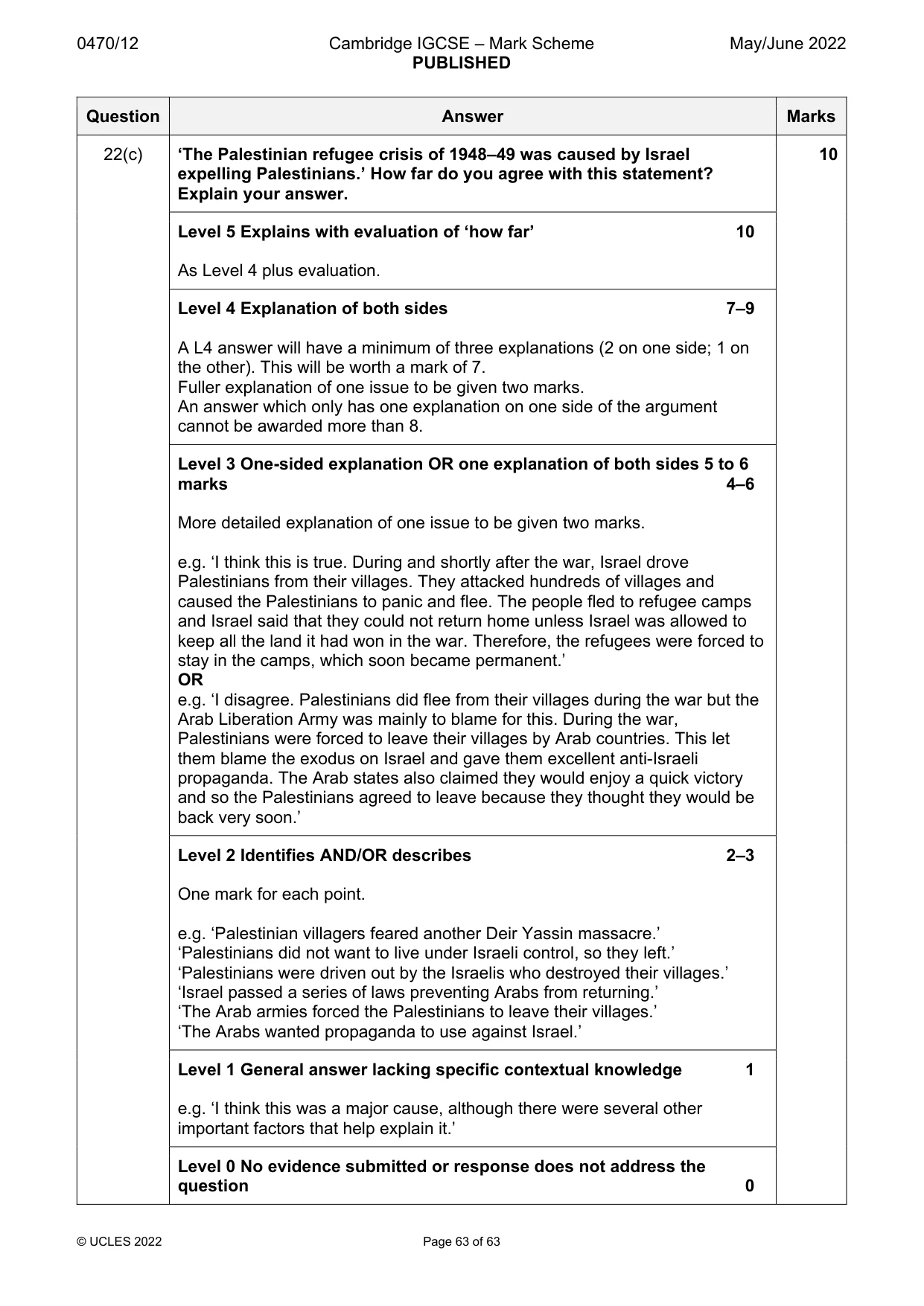 Mark scheme, page 63 of 63