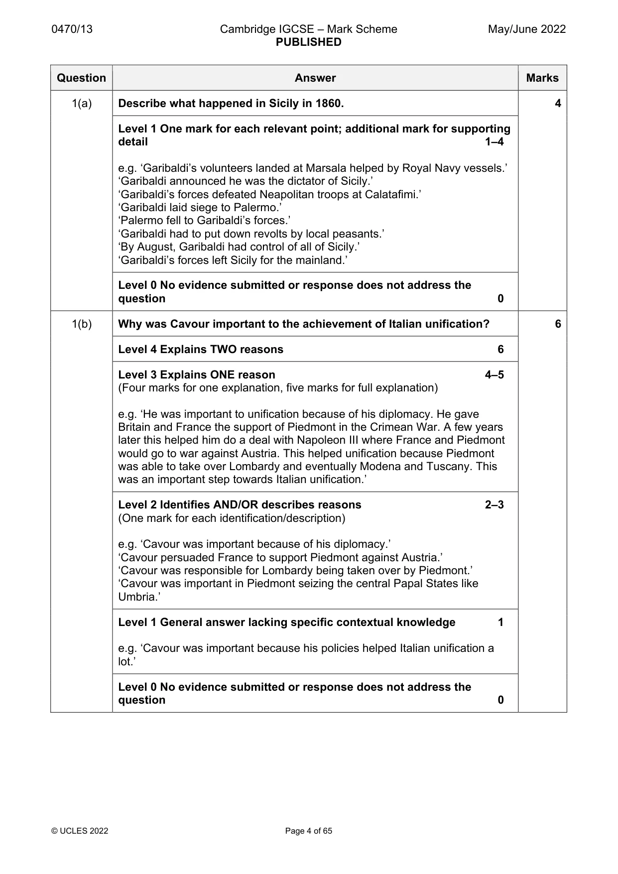 Mark scheme, page 4 of 65