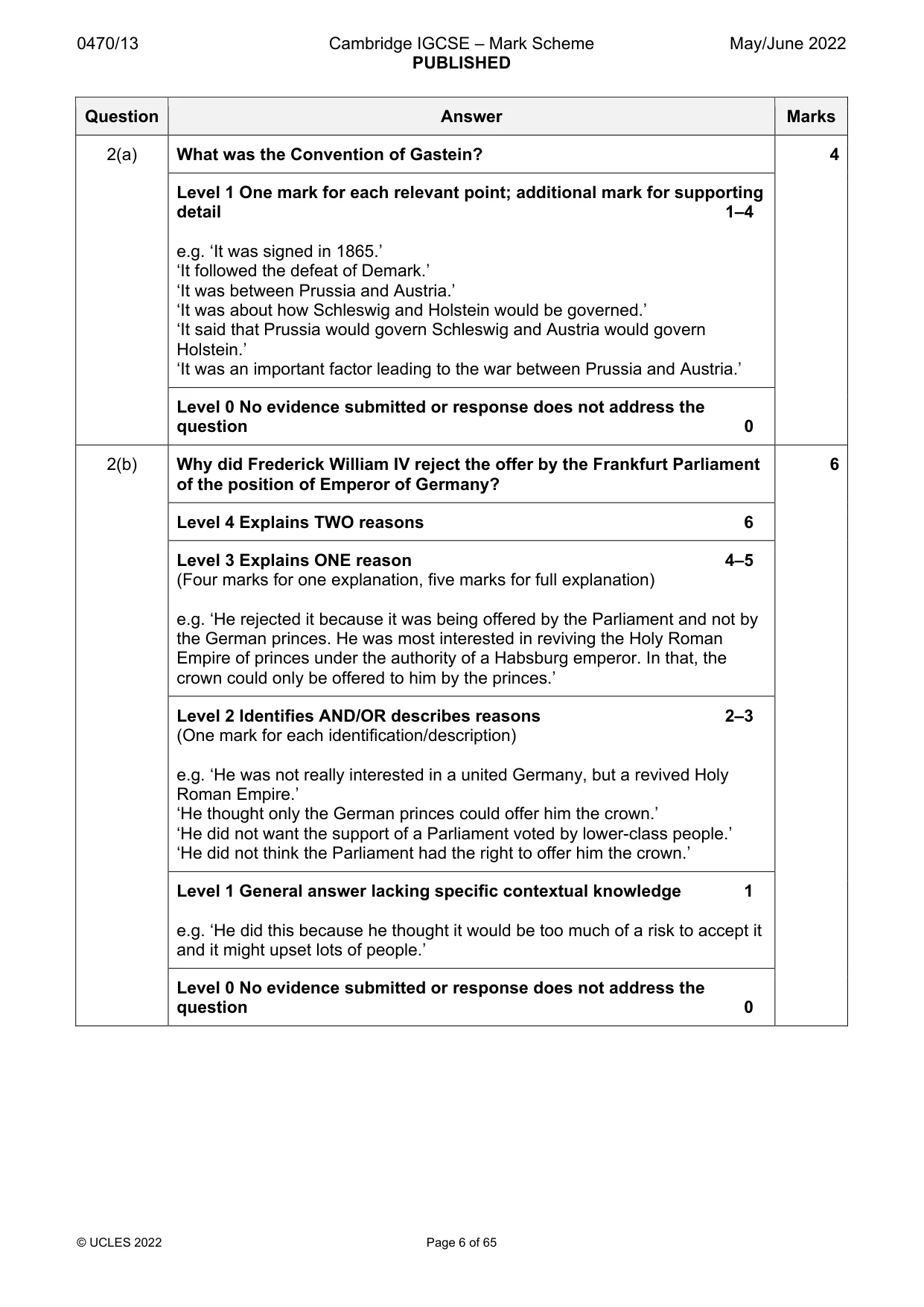 Mark scheme, page 6 of 65