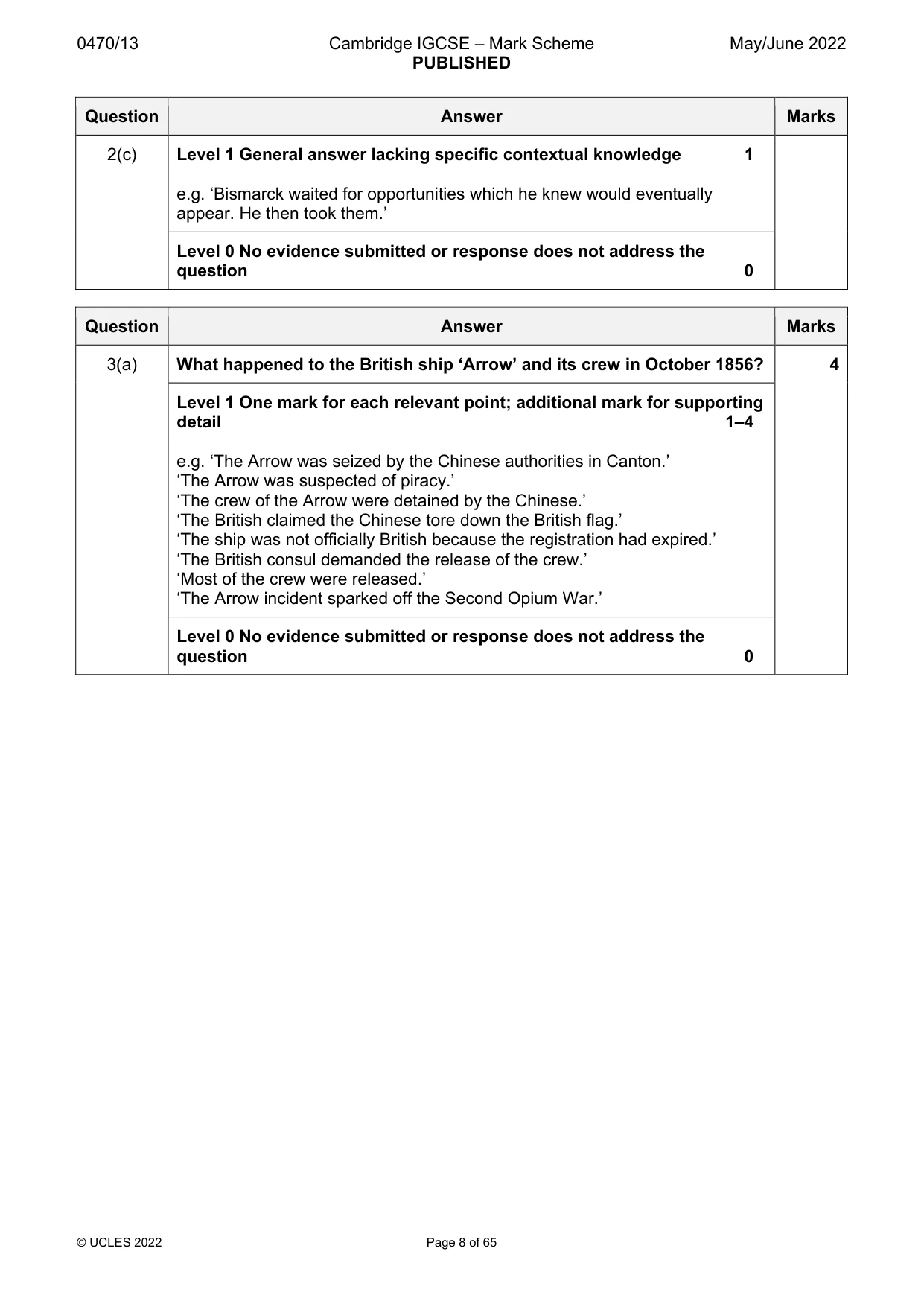 Mark scheme, page 8 of 65