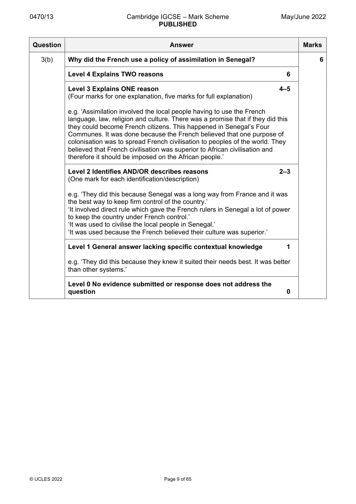 Mark scheme, page 9 of 65