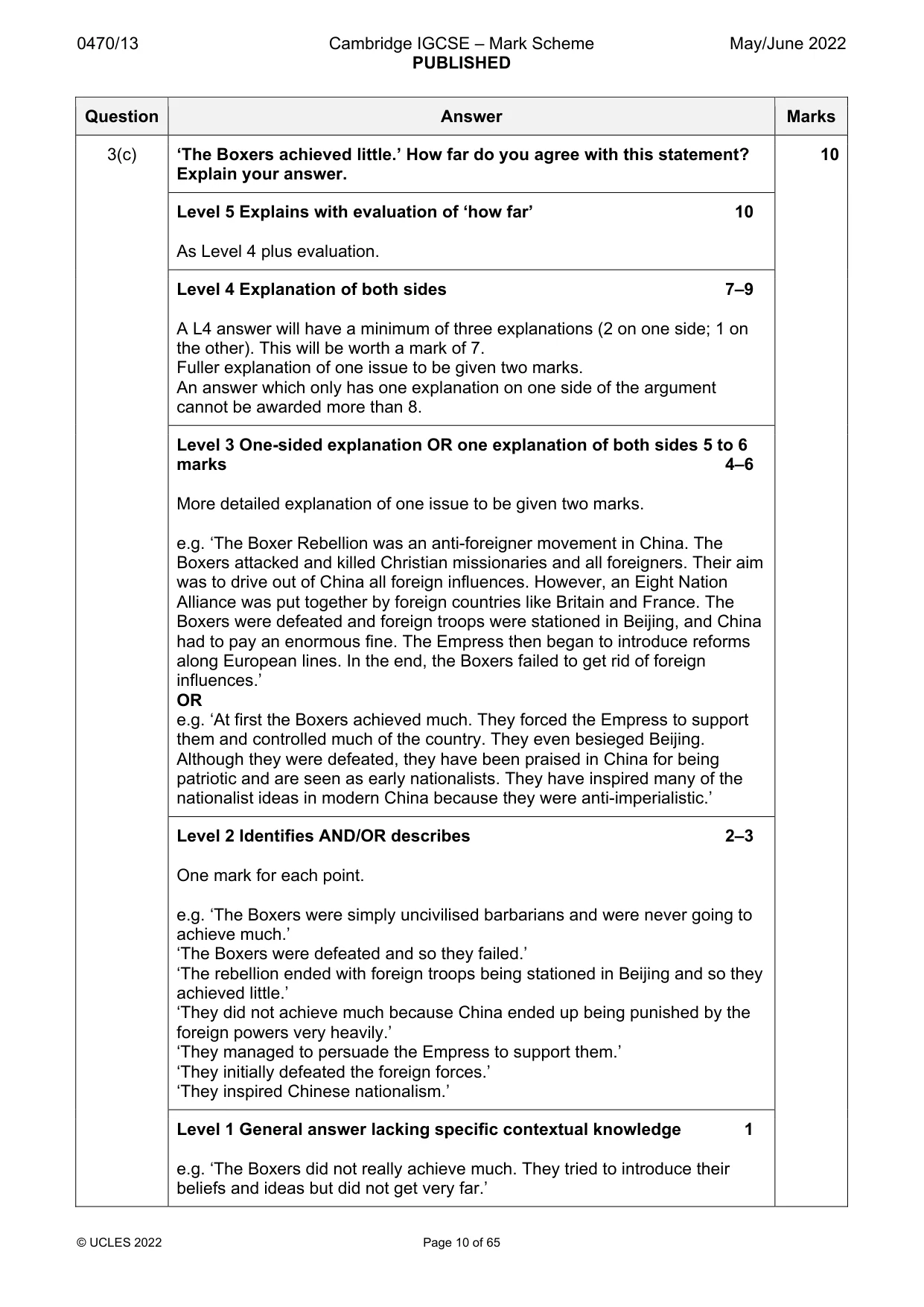 Mark scheme, page 10 of 65
