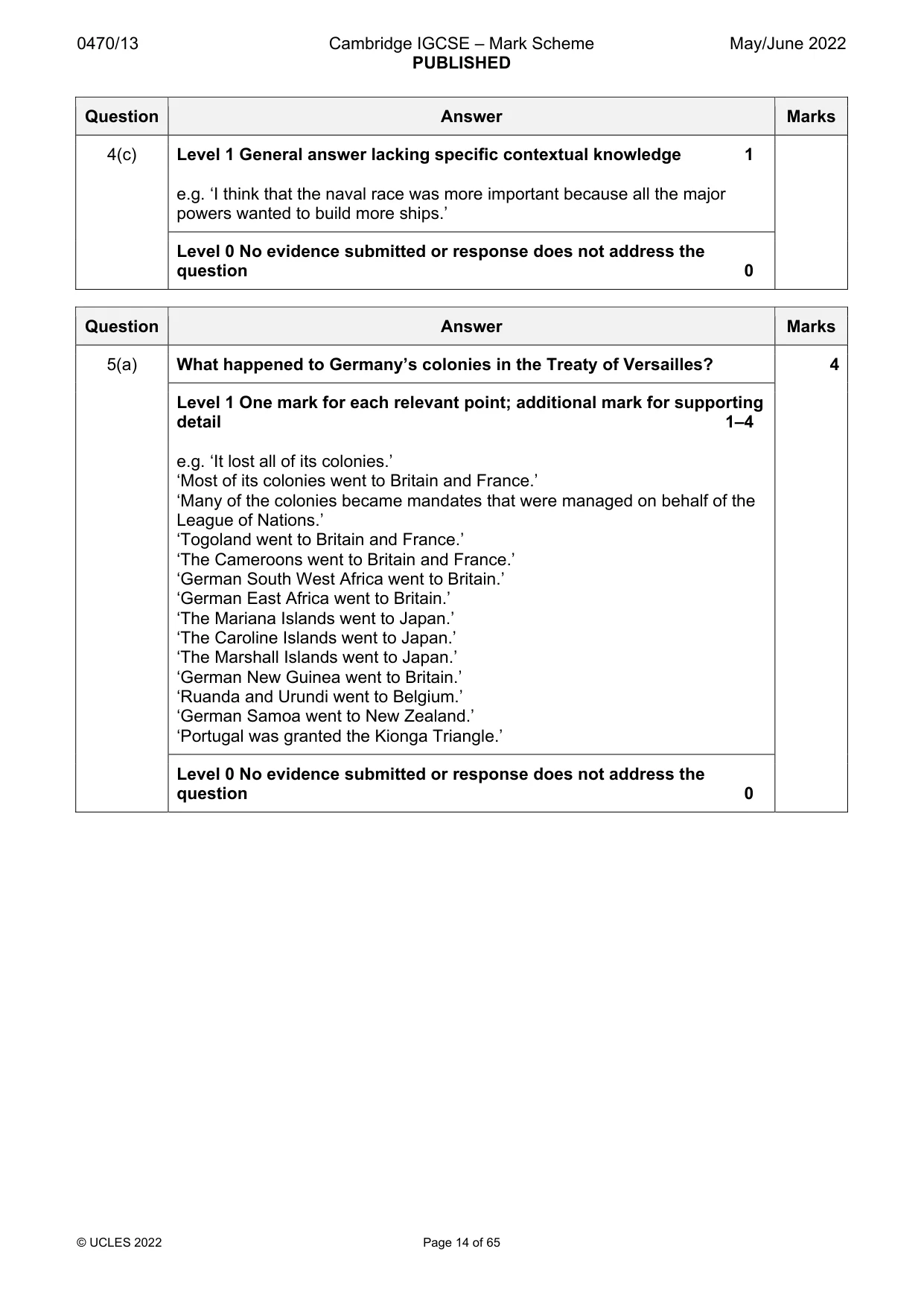 Mark scheme, page 14 of 65