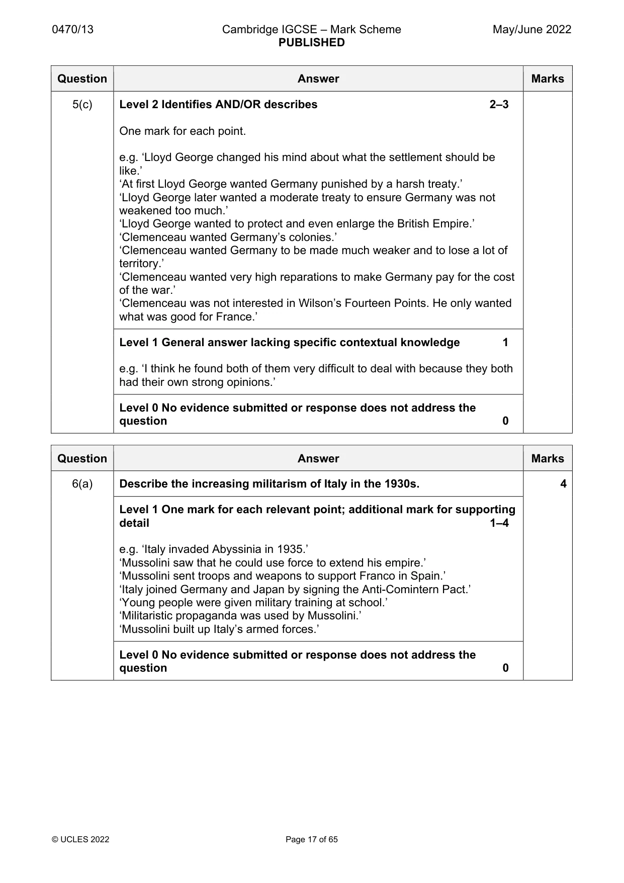 Mark scheme, page 17 of 65