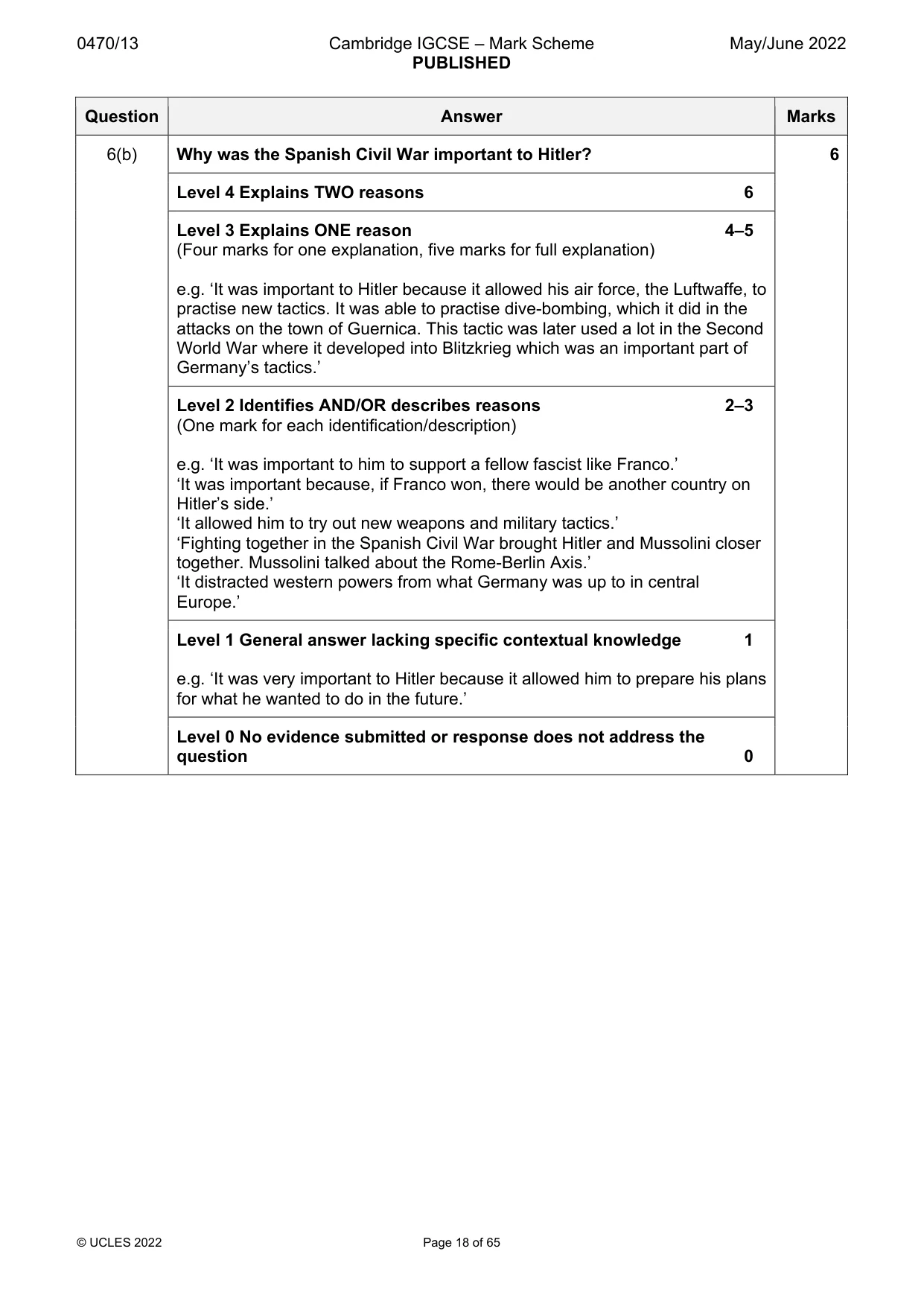 Mark scheme, page 18 of 65