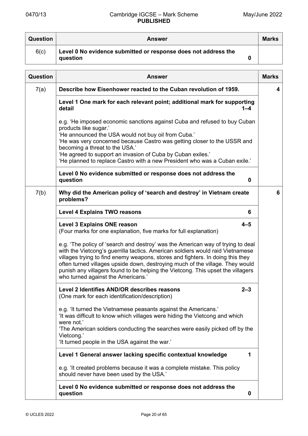 Mark scheme, page 20 of 65