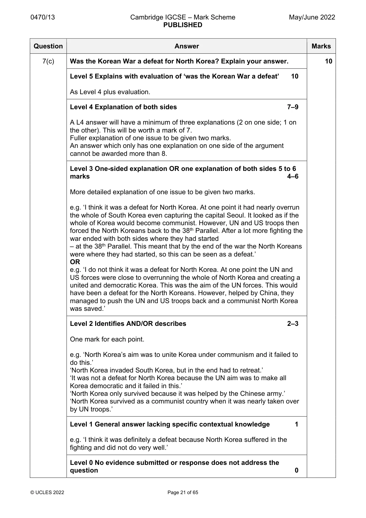 Mark scheme, page 21 of 65
