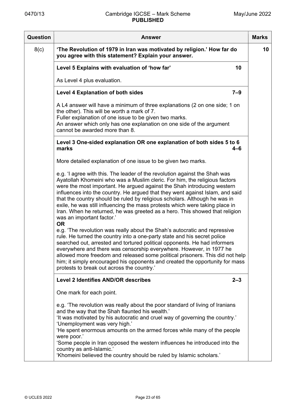 Mark scheme, page 23 of 65
