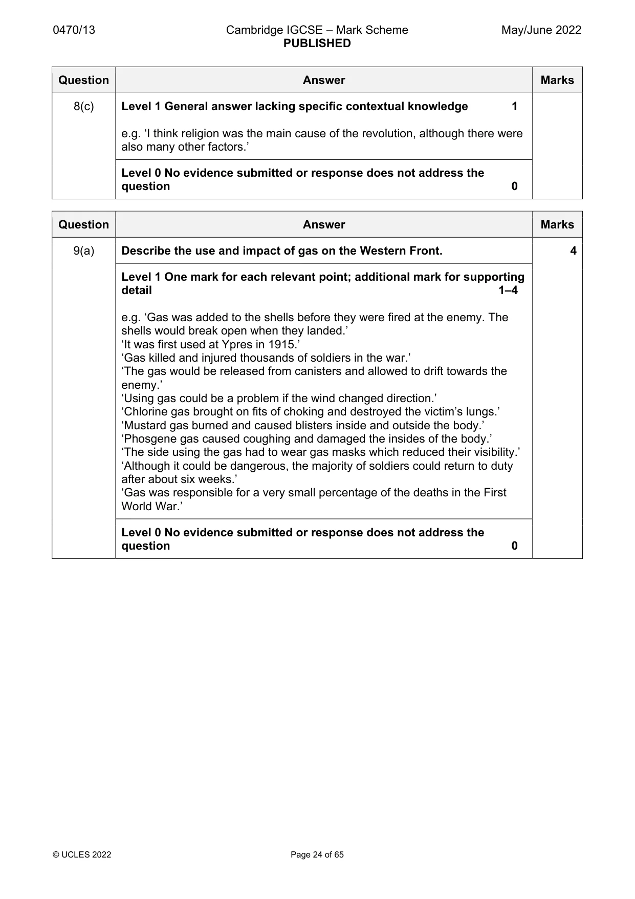 Mark scheme, page 24 of 65