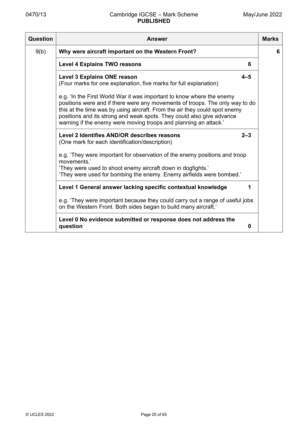Mark scheme, page 25 of 65