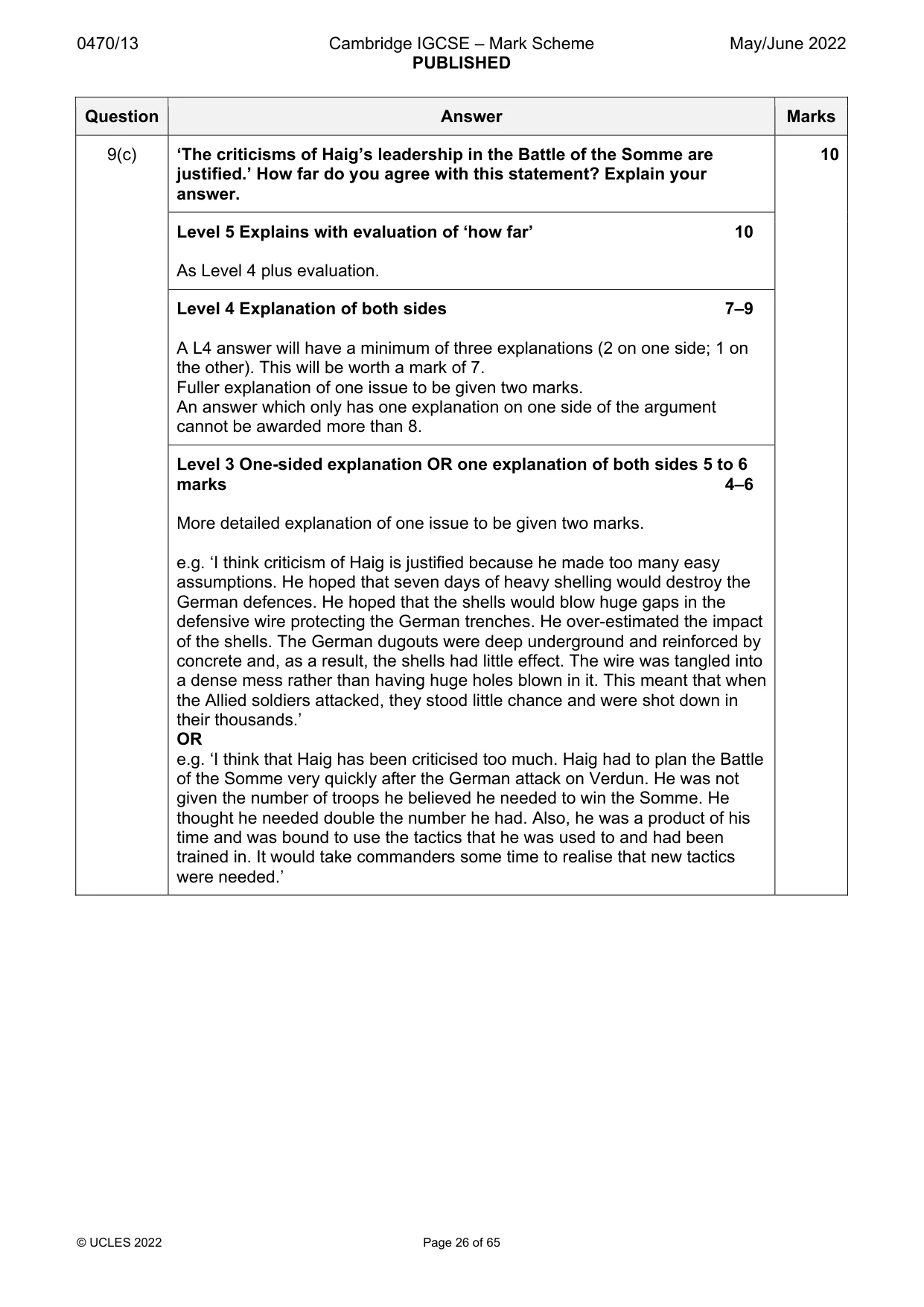 Mark scheme, page 26 of 65
