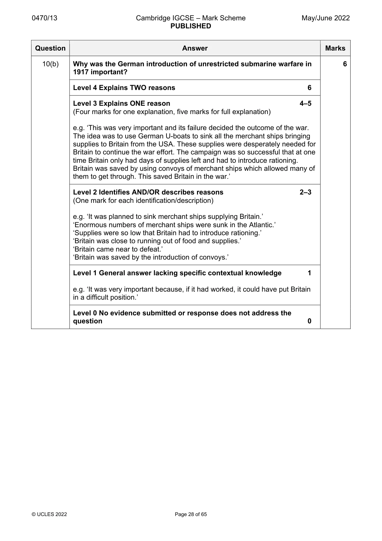 Mark scheme, page 28 of 65