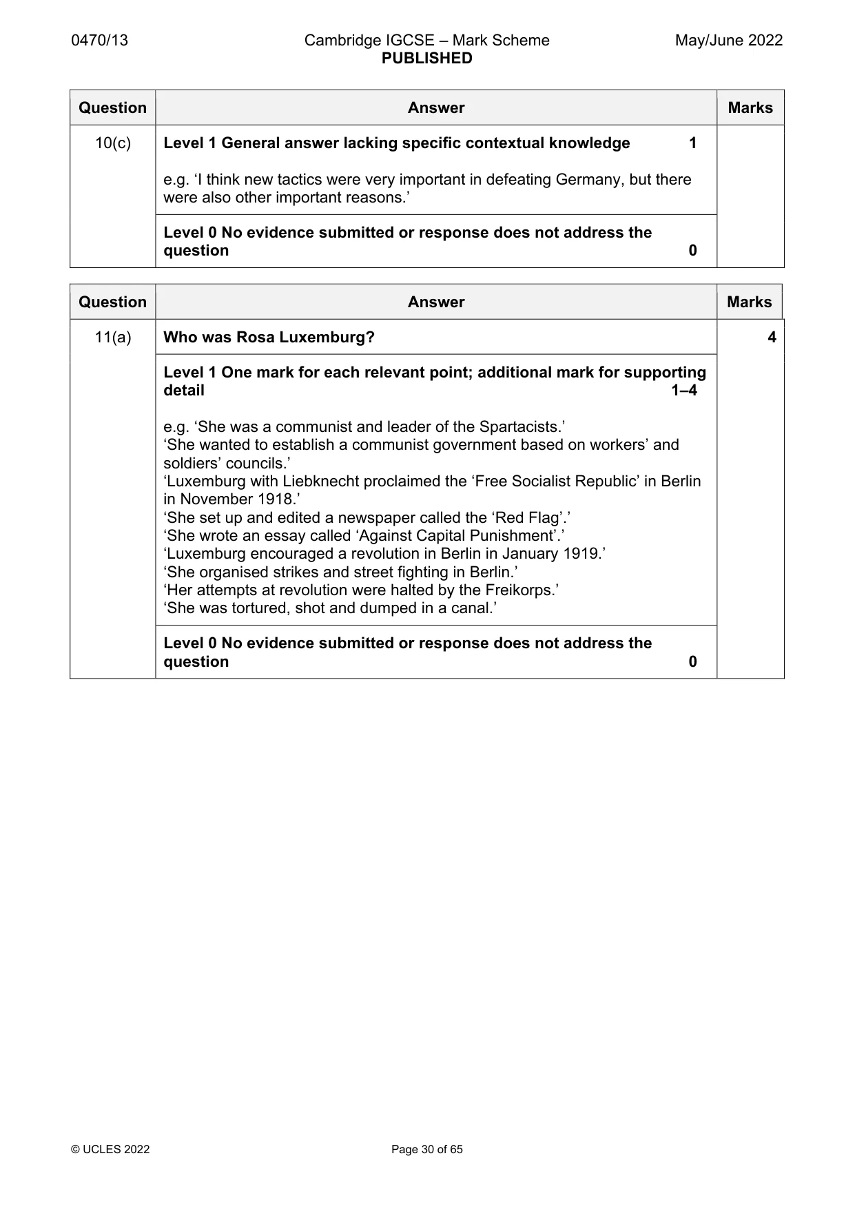 Mark scheme, page 30 of 65