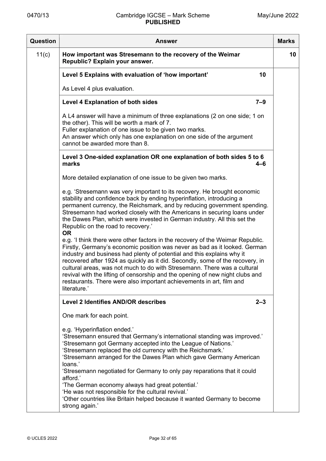 Mark scheme, page 32 of 65