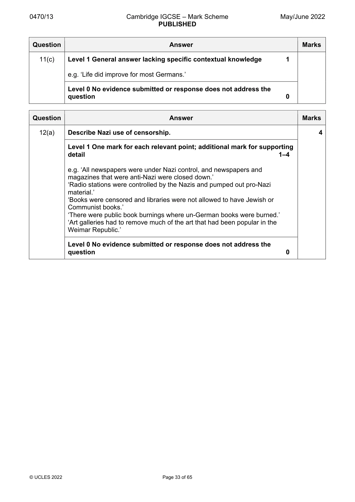 Mark scheme, page 33 of 65
