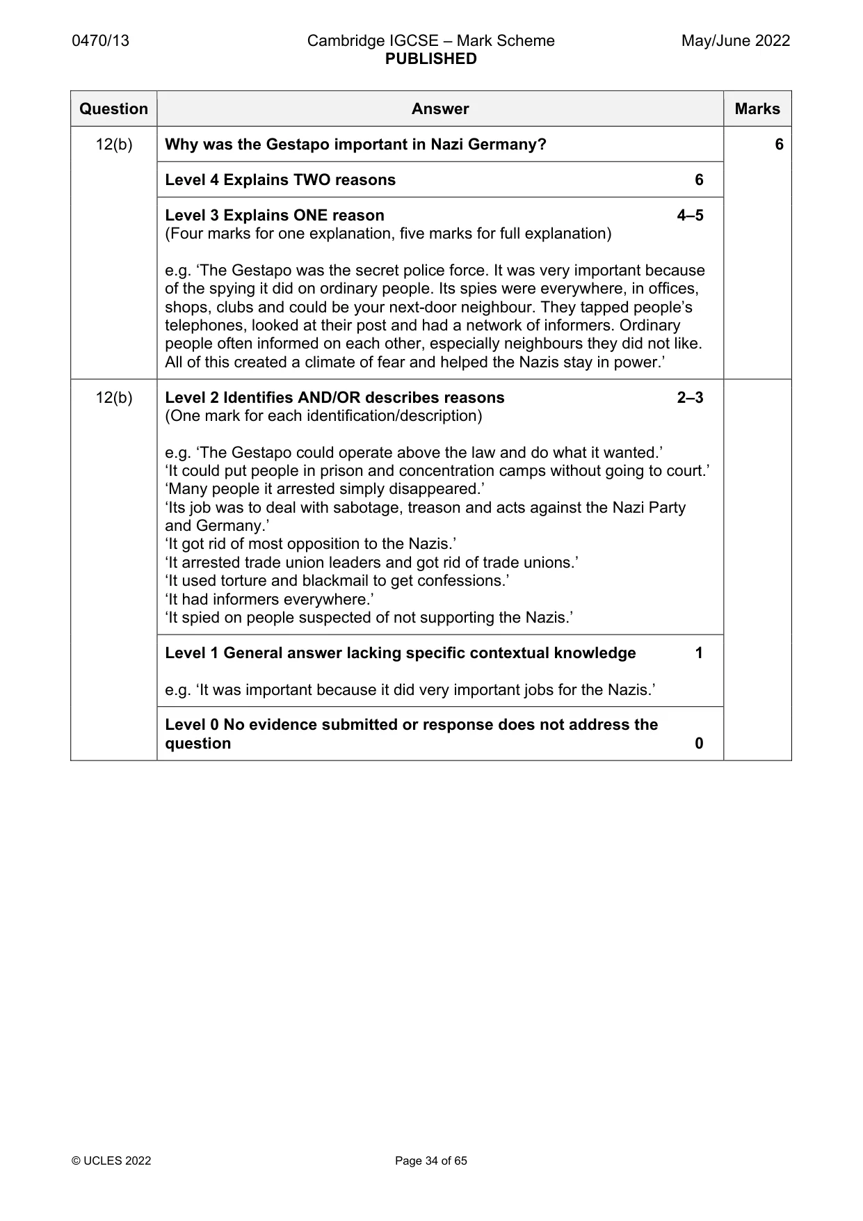 Mark scheme, page 34 of 65