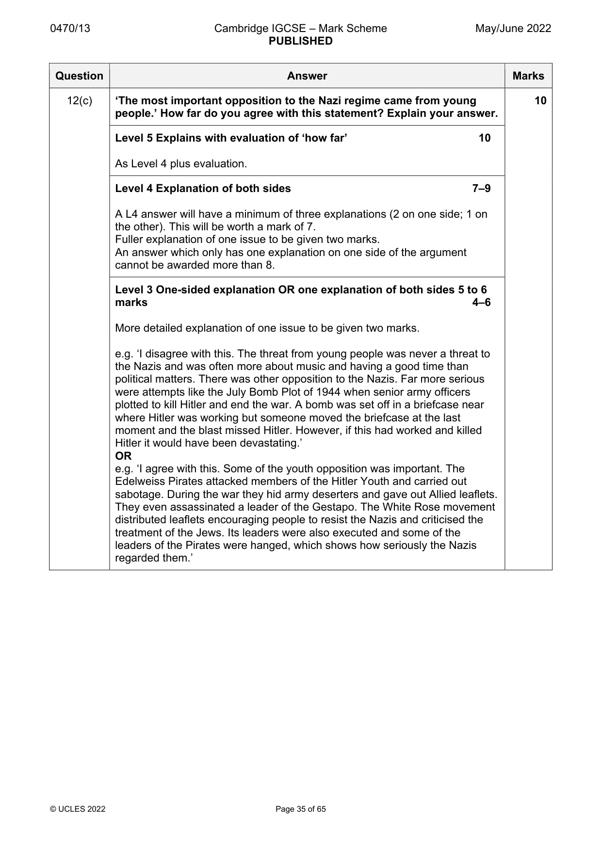 Mark scheme, page 35 of 65