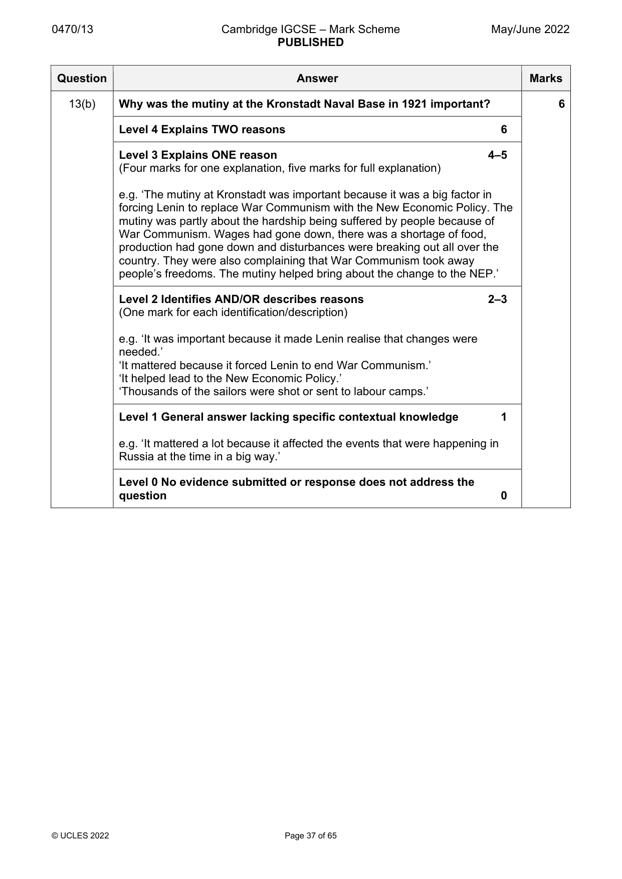 Mark scheme, page 37 of 65