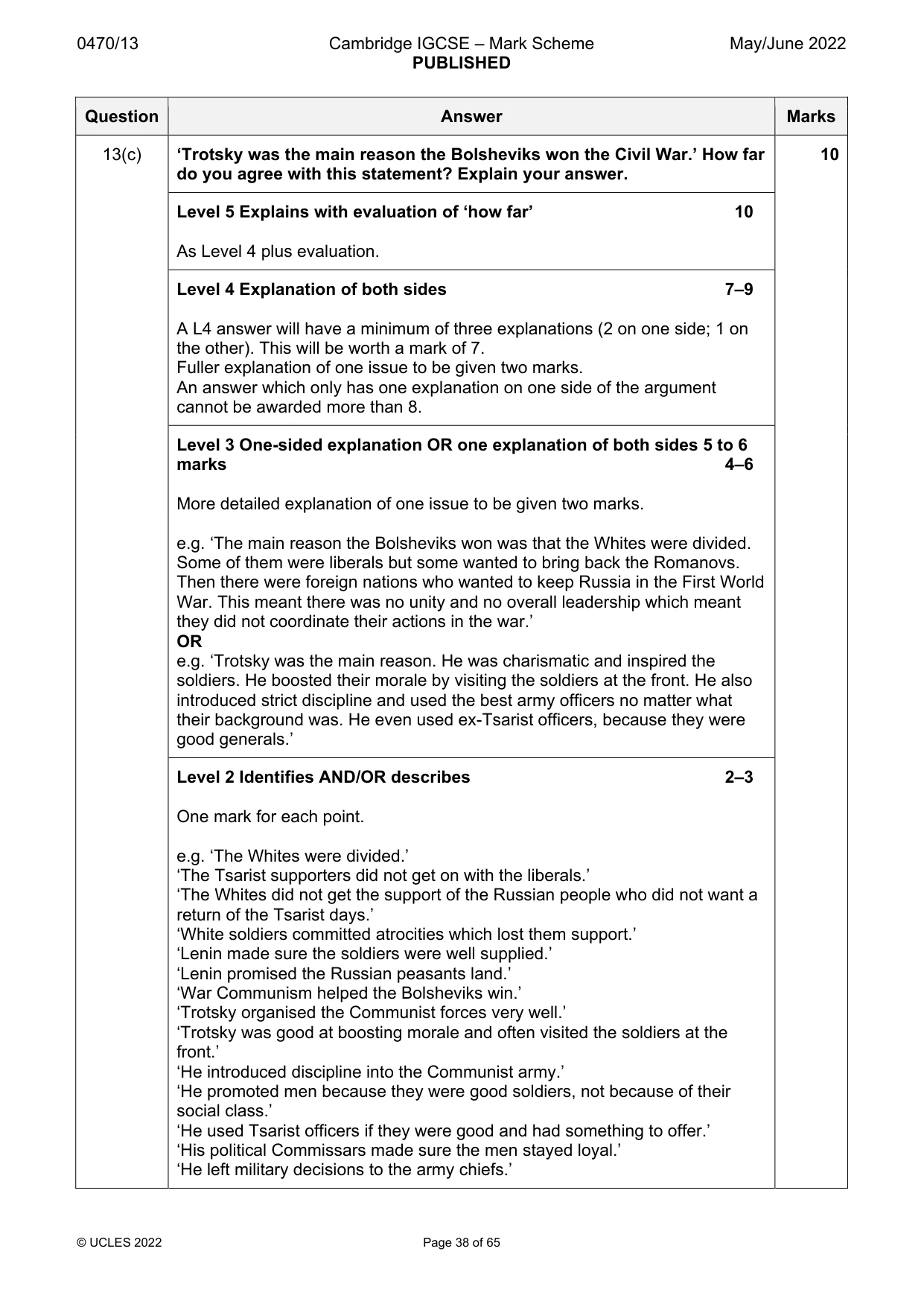 Mark scheme, page 38 of 65
