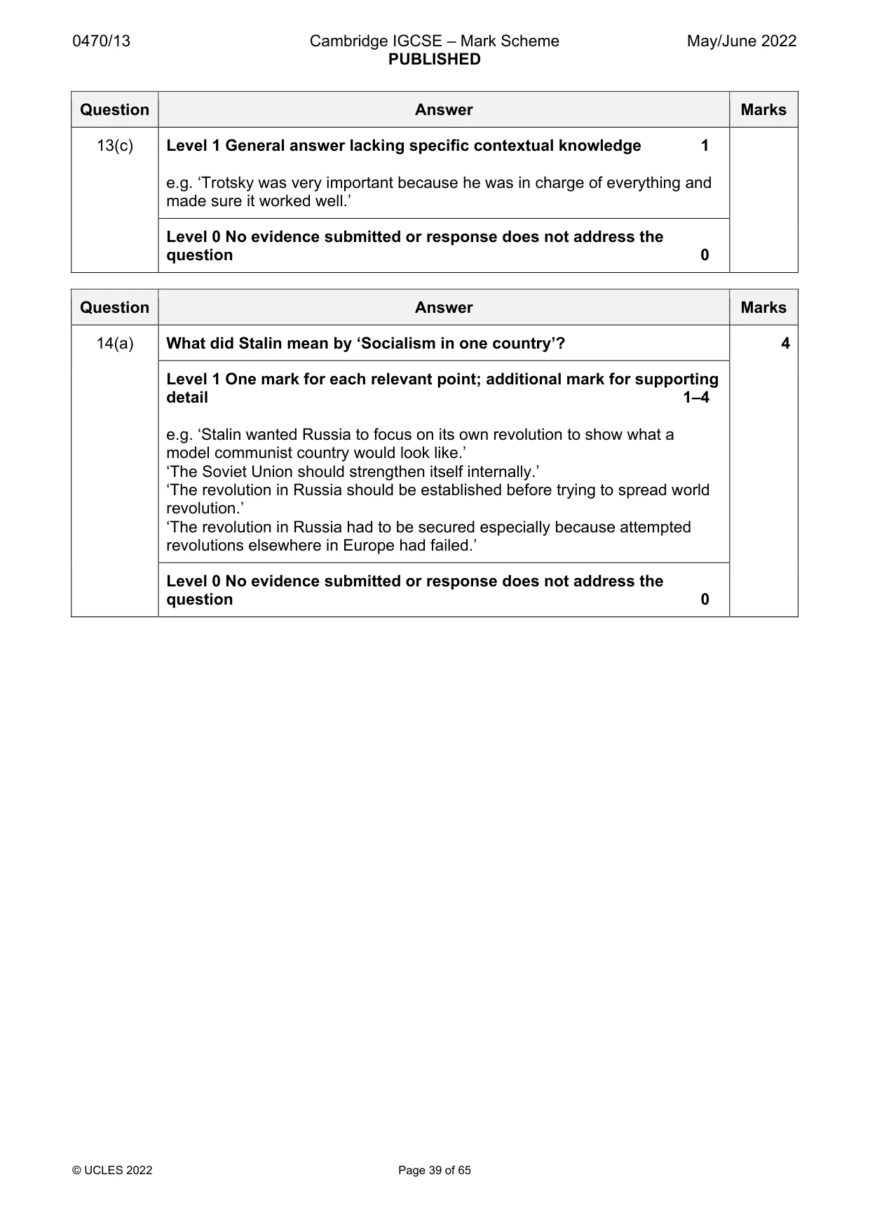 Mark scheme, page 39 of 65