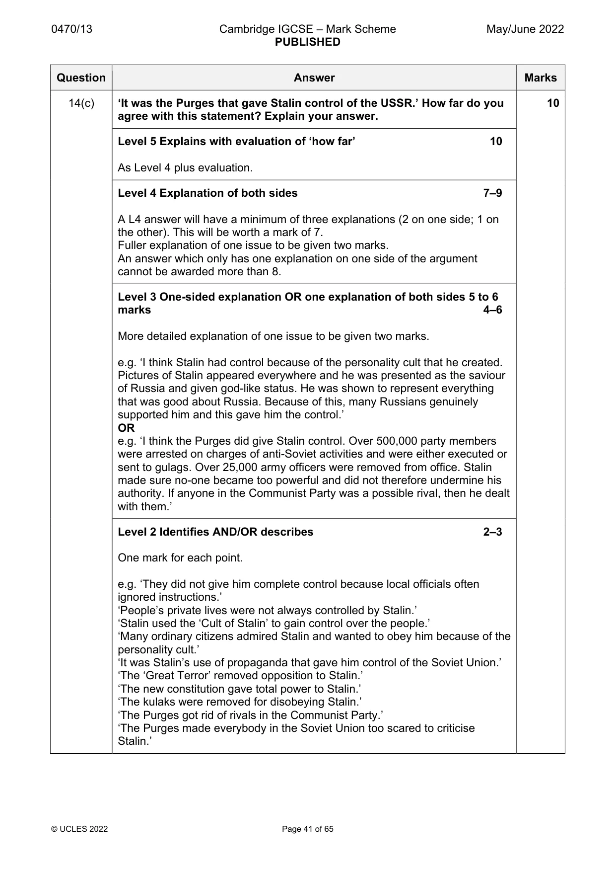 Mark scheme, page 41 of 65