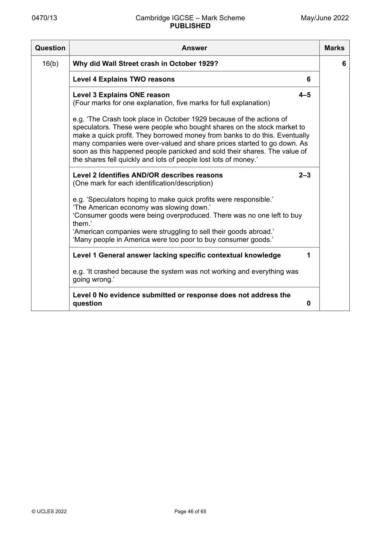 Mark scheme, page 46 of 65