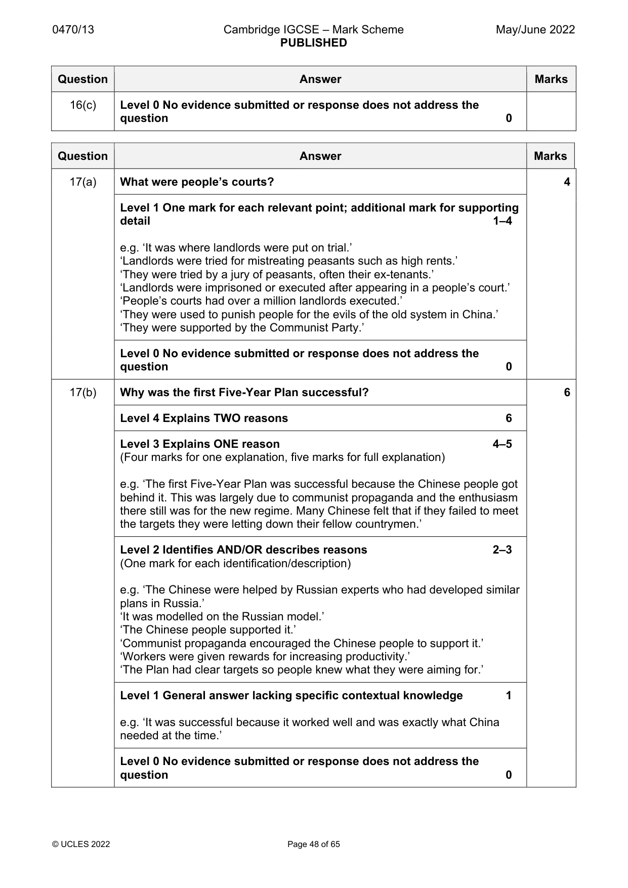 Mark scheme, page 48 of 65