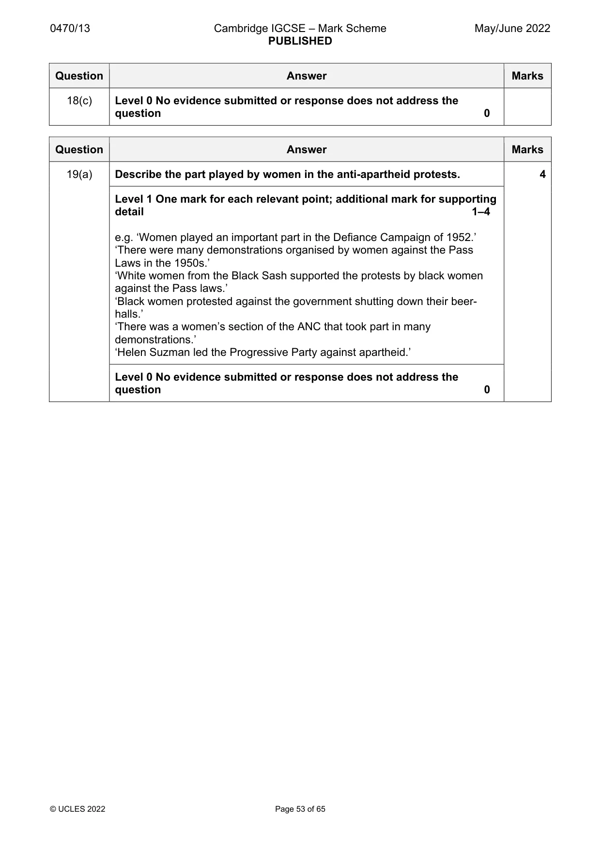 Mark scheme, page 53 of 65