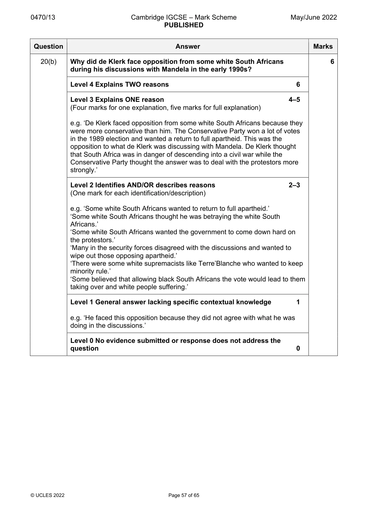 Mark scheme, page 57 of 65