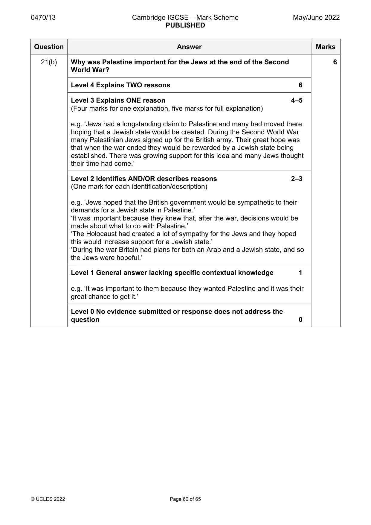 Mark scheme, page 60 of 65