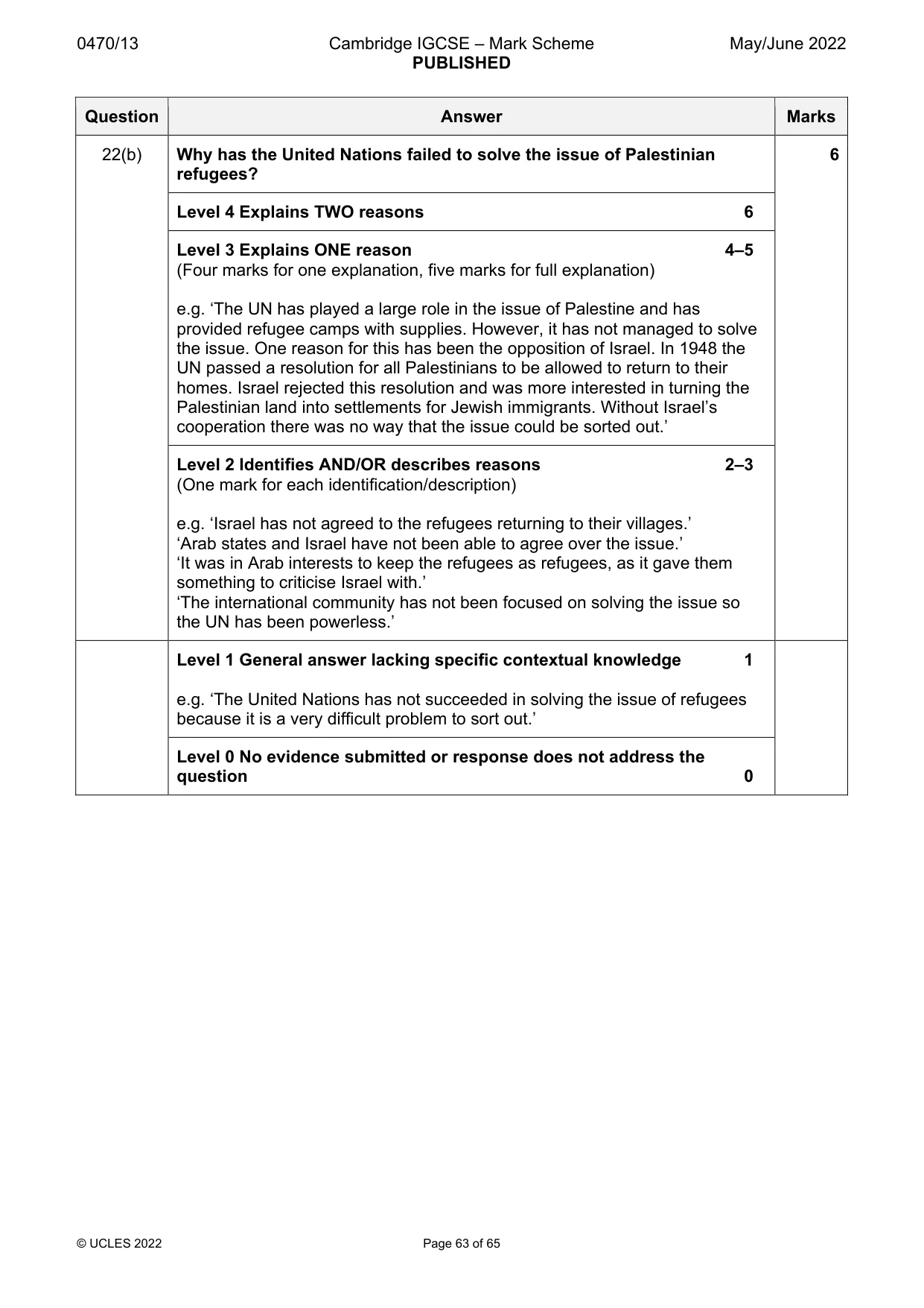 Mark scheme, page 63 of 65