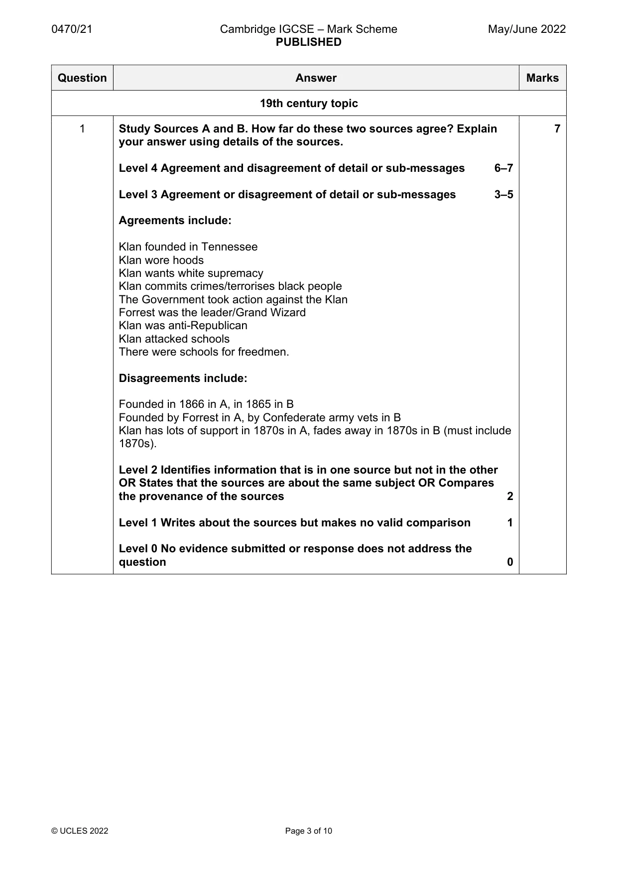 Mark scheme, page 3 of 10