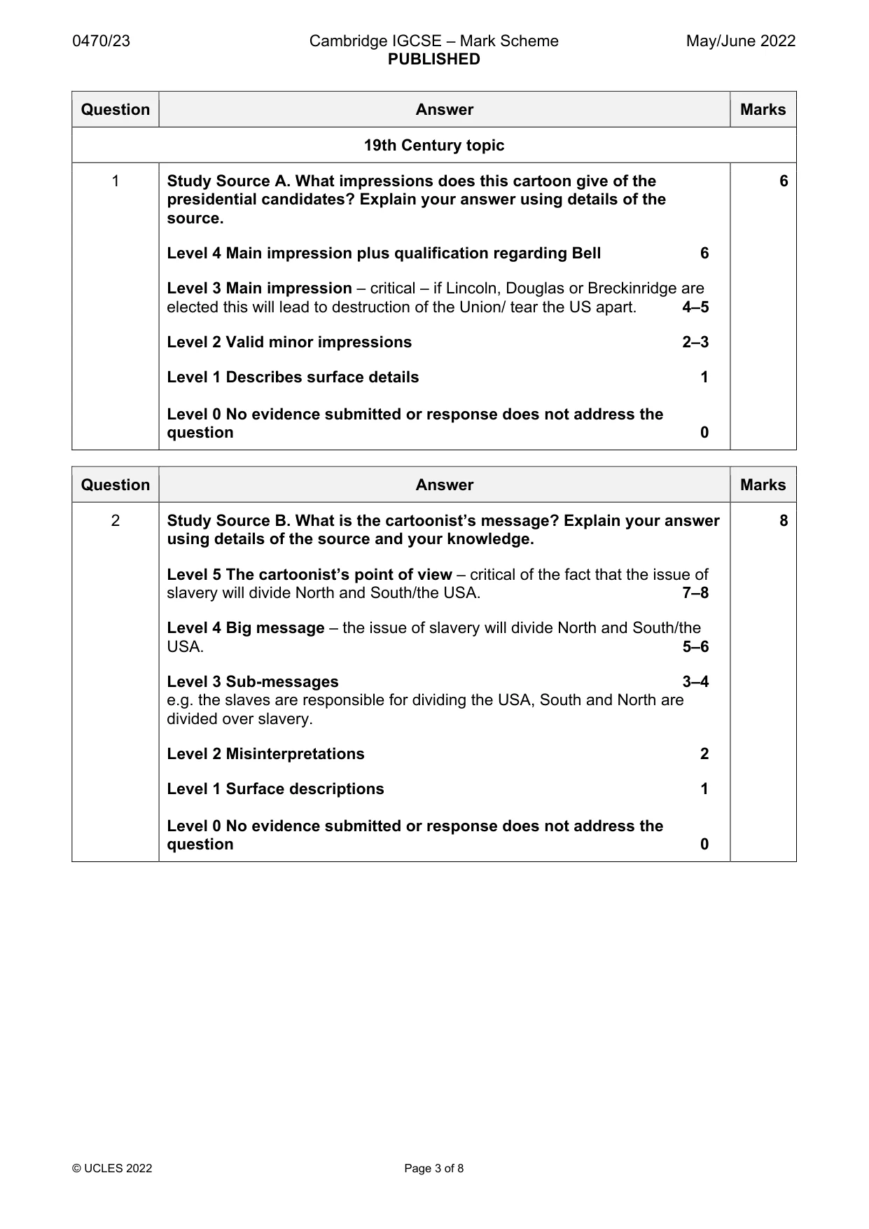 Mark scheme, page 3 of 8