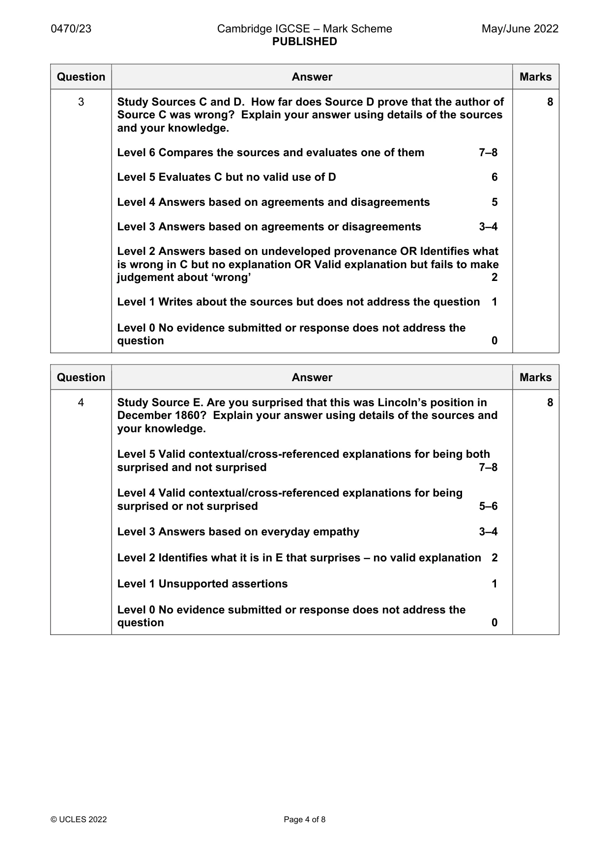 Mark scheme, page 4 of 8