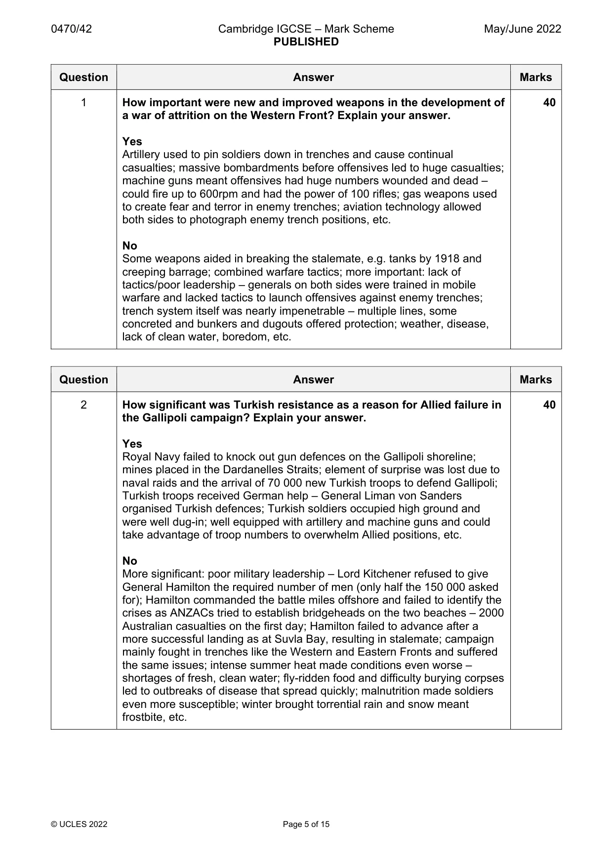 Mark scheme, page 5 of 15