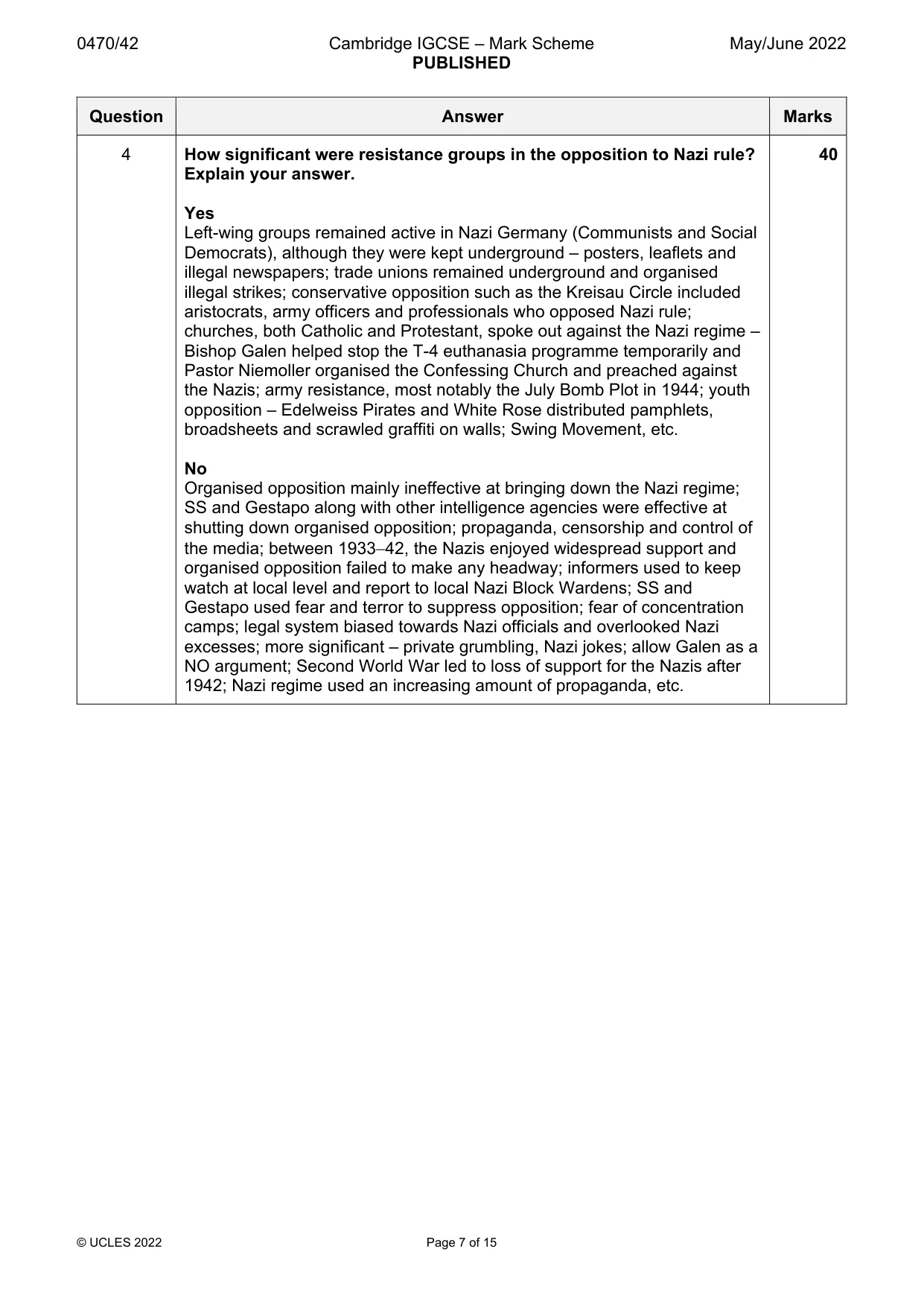 Mark scheme, page 7 of 15