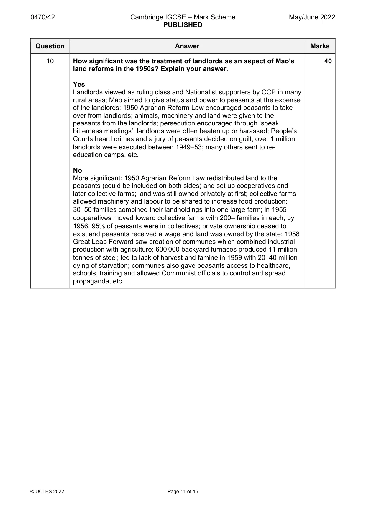 Mark scheme, page 11 of 15