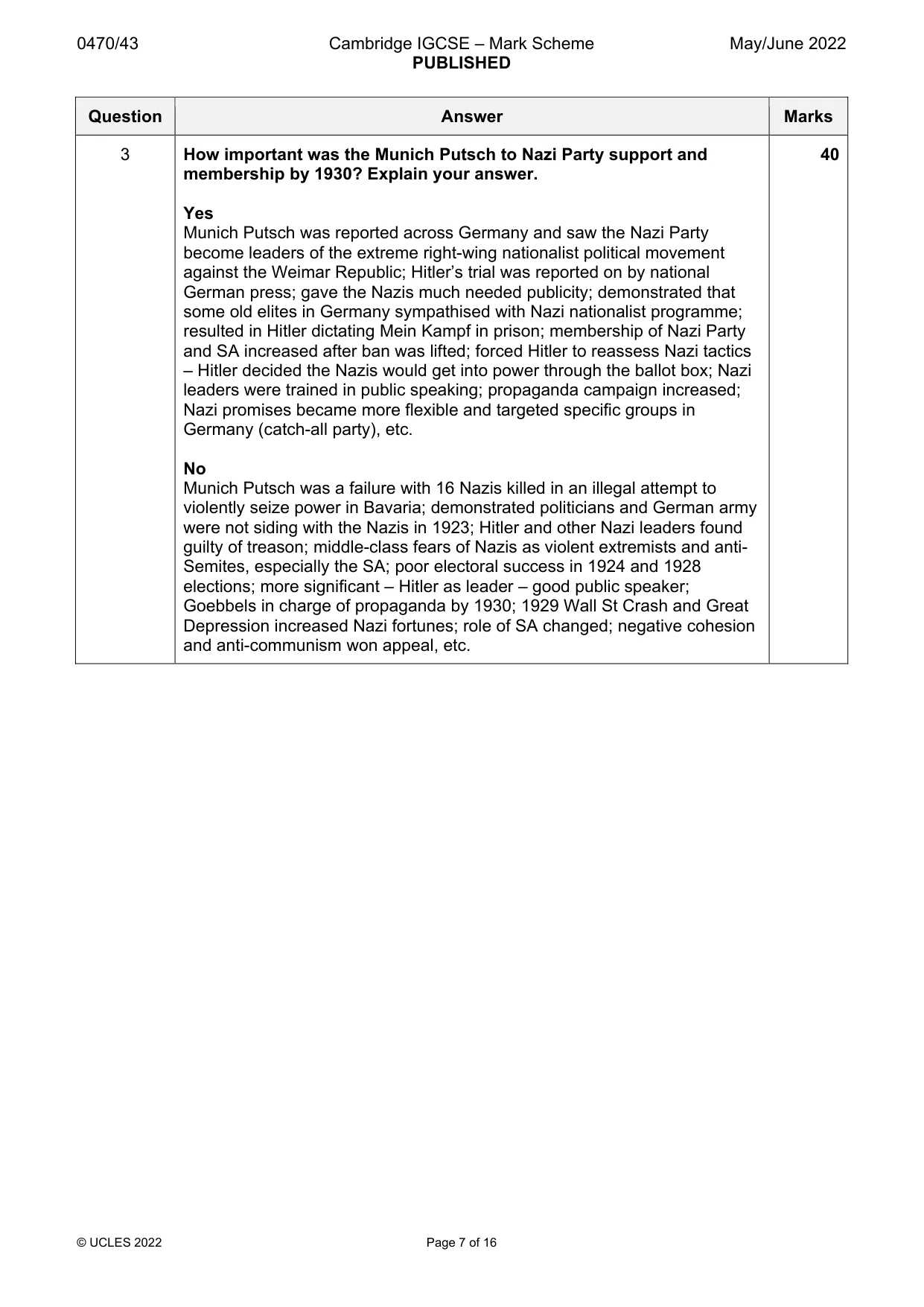 Mark scheme, page 7 of 16