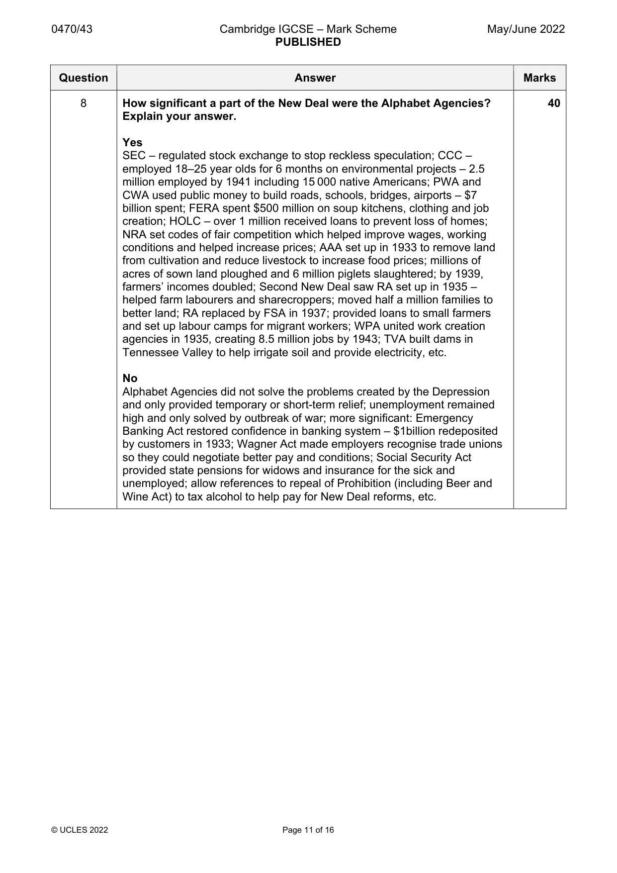 Mark scheme, page 11 of 16